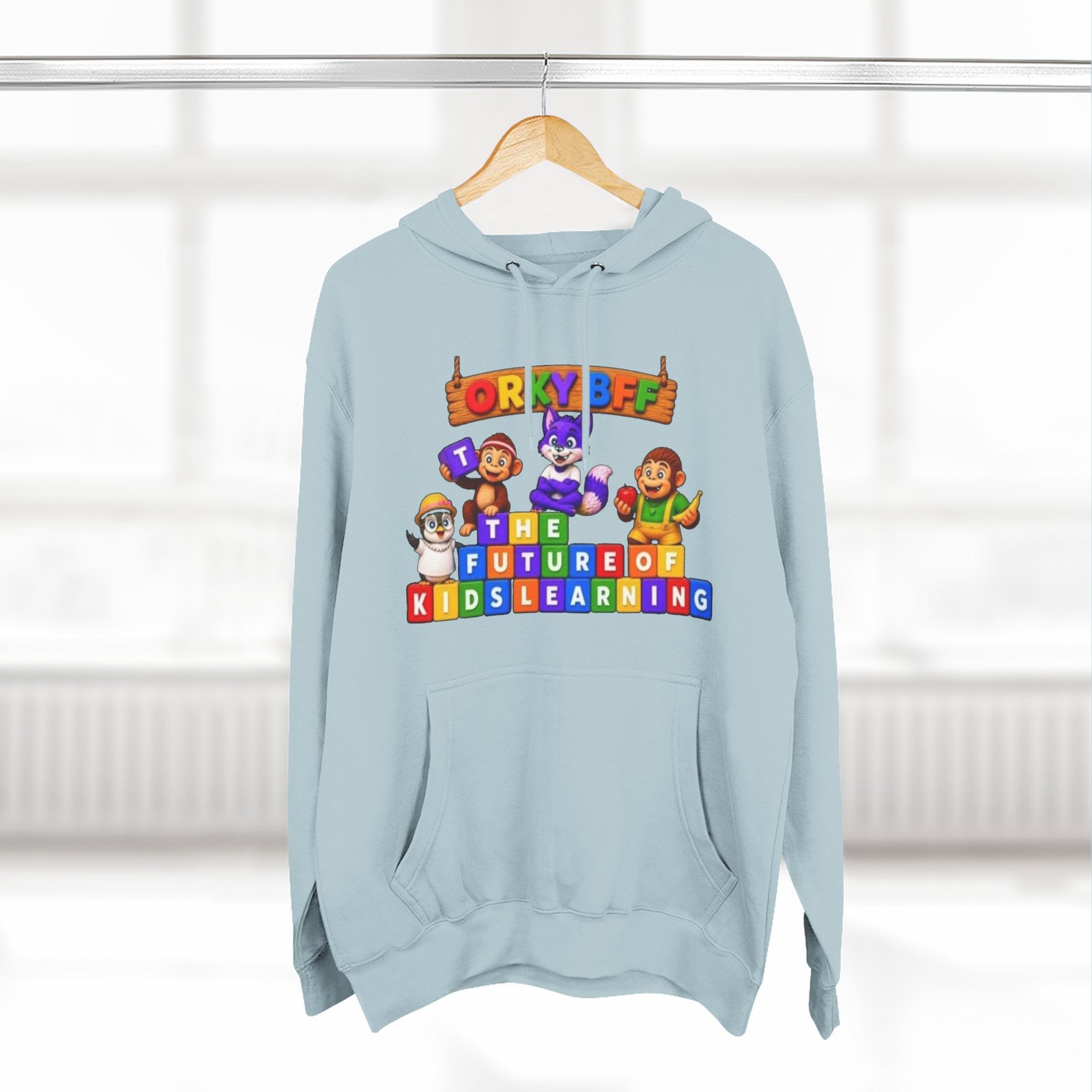 Three-Panel Fleece Hoodie__ 'Orky Bff The Future Of Kids Learning' - Image 36