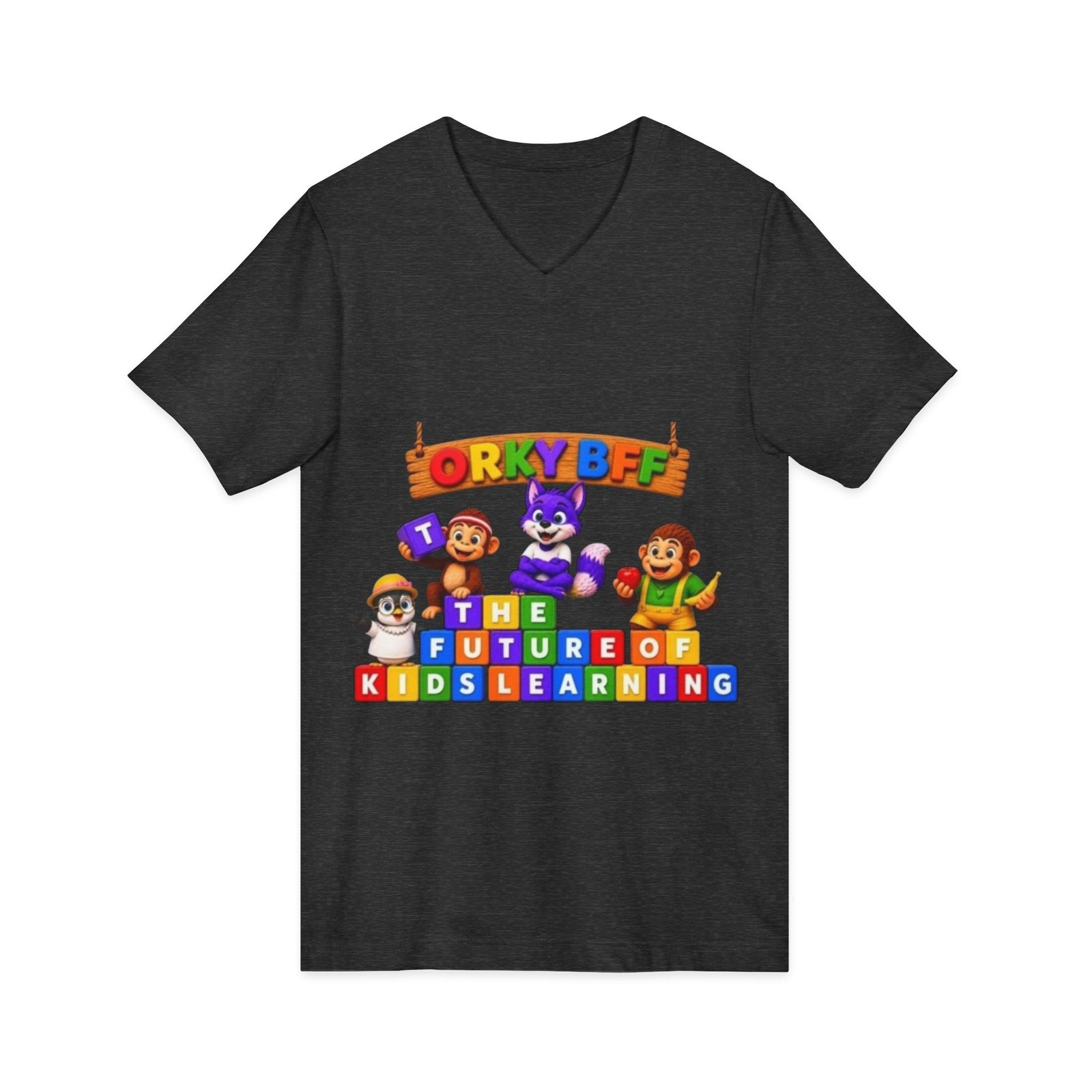 Unisex Jersey Short Sleeve V-Neck Tee— "ORKY BFF: The Future of Kids Learning" - Image 35