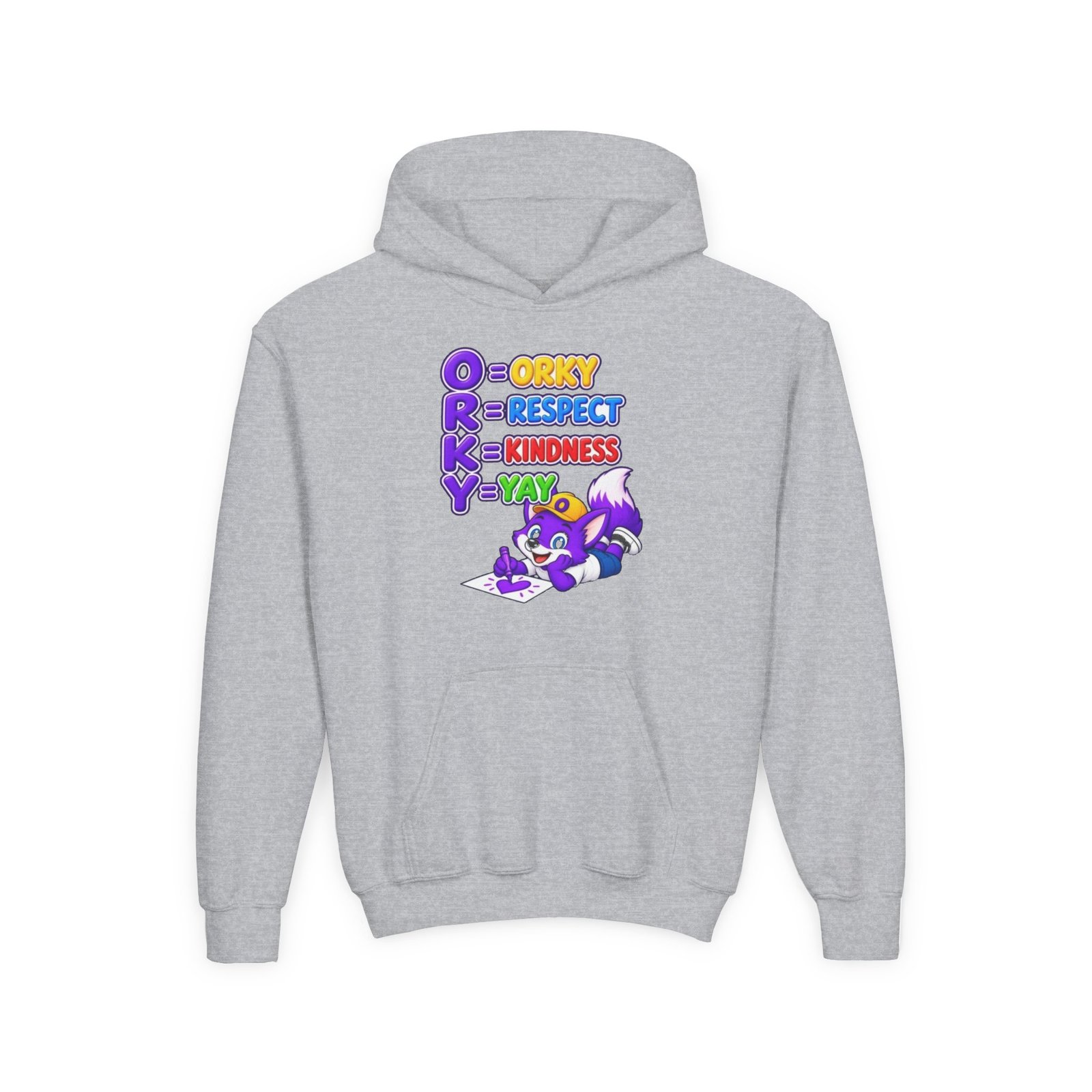 Youth Heavy Blend Hooded Sweatshirt — O.R.K.Y. Respect, Kindness, Yay - Image 9