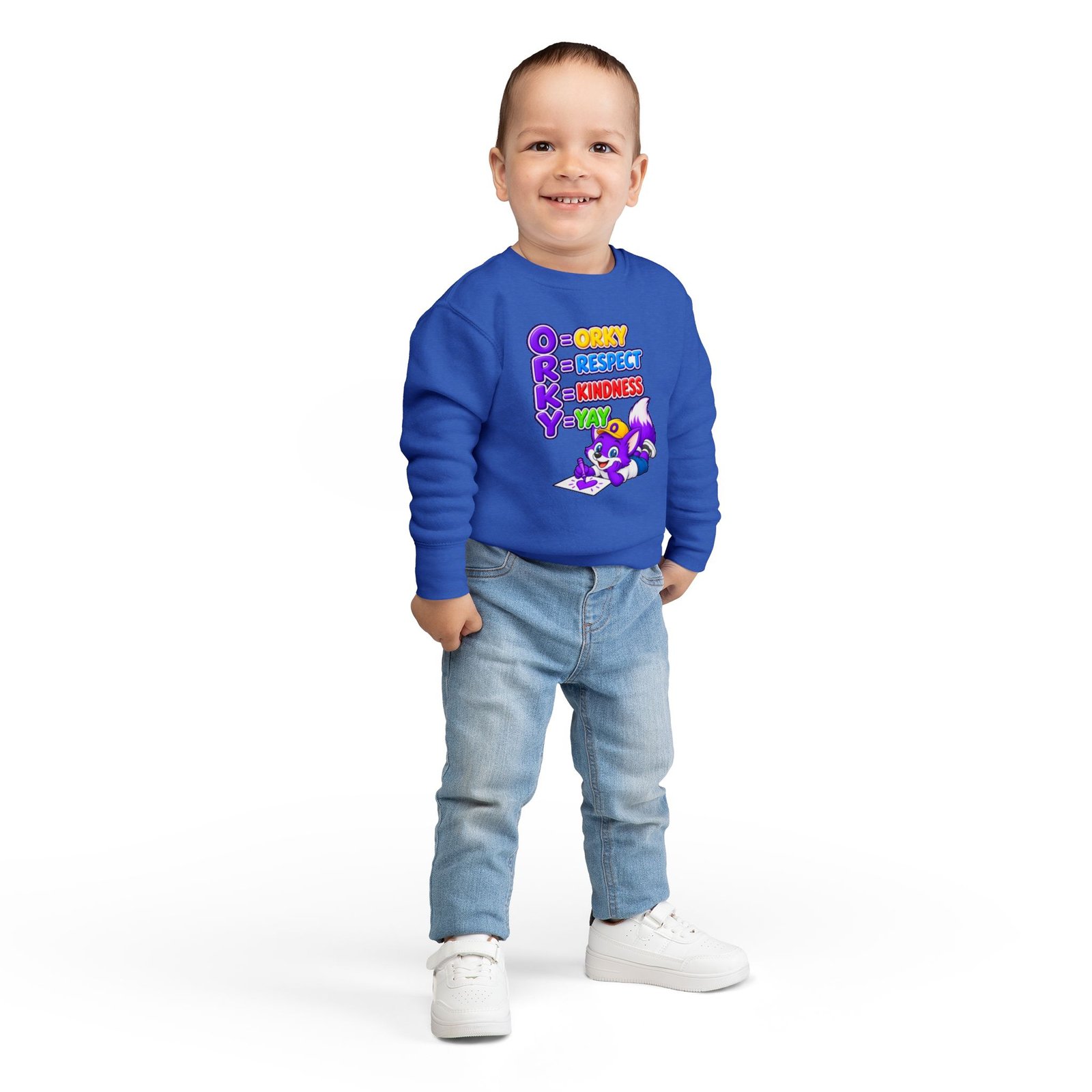 Toddler Sweatshirt — "ORKY Kindness Yay" Cute Fox - Image 16