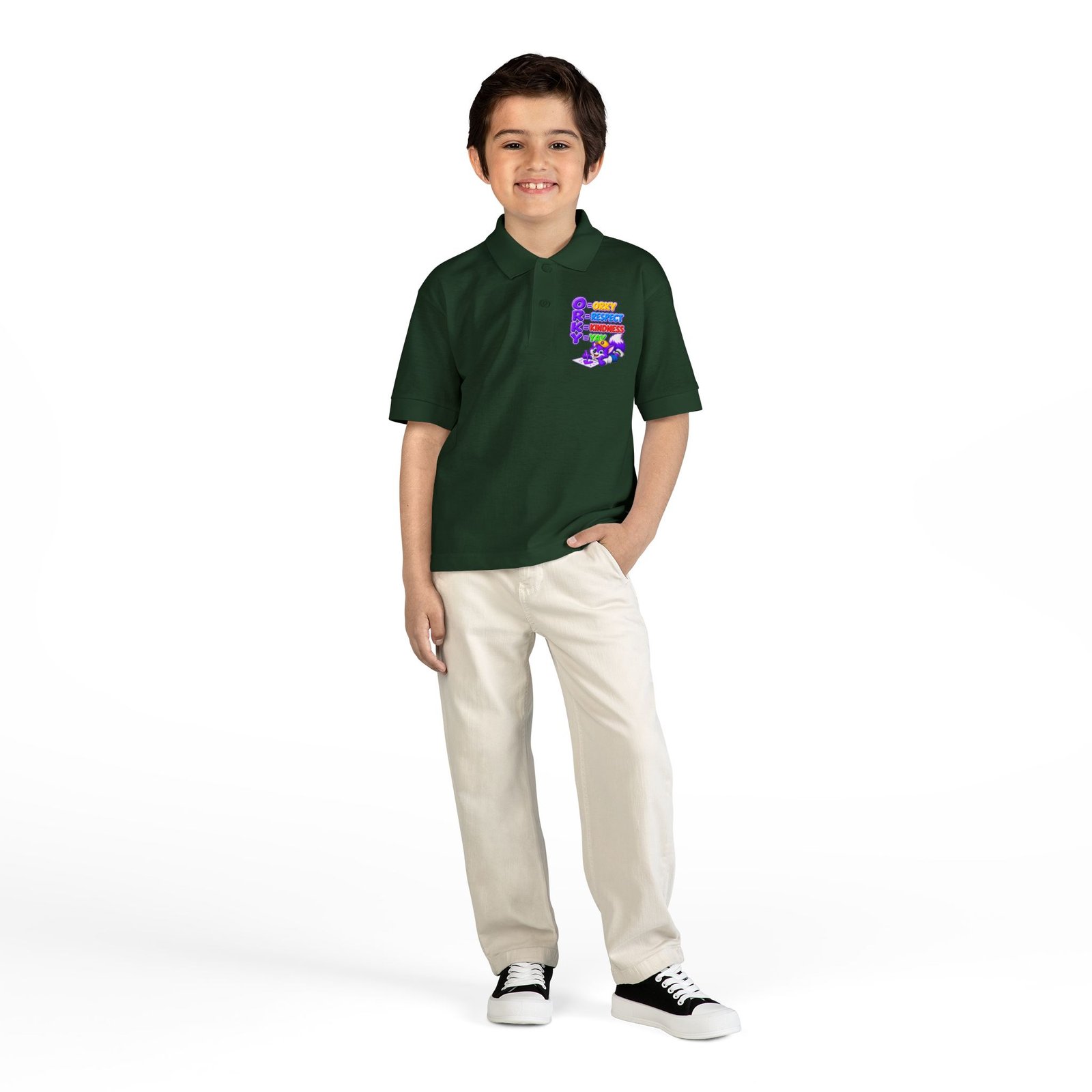 DryBlend® Youth Jersey Polo — ORKY Respect Kindness - Image 24