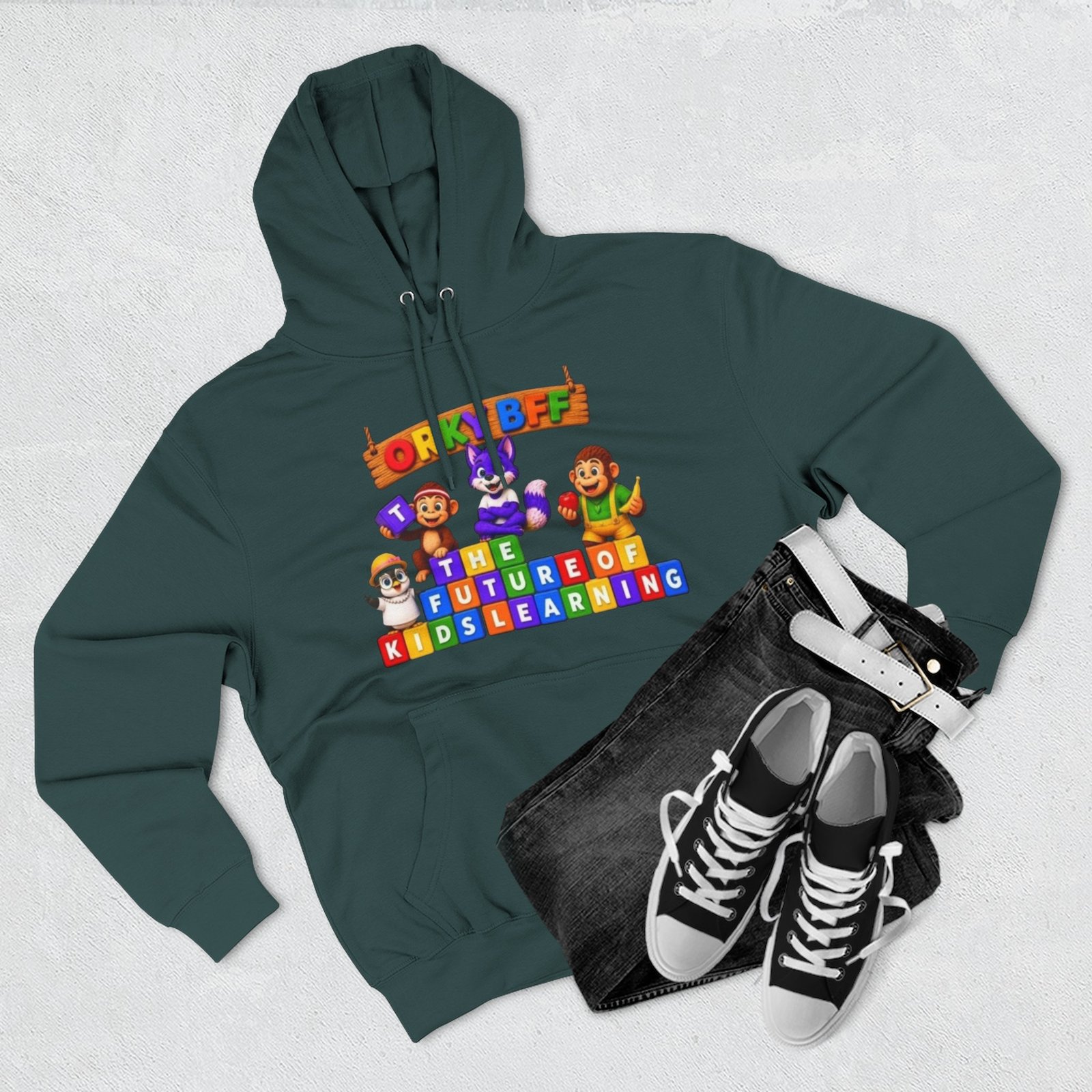 Three-Panel Fleece Hoodie__ 'Orky Bff The Future Of Kids Learning' - Image 39
