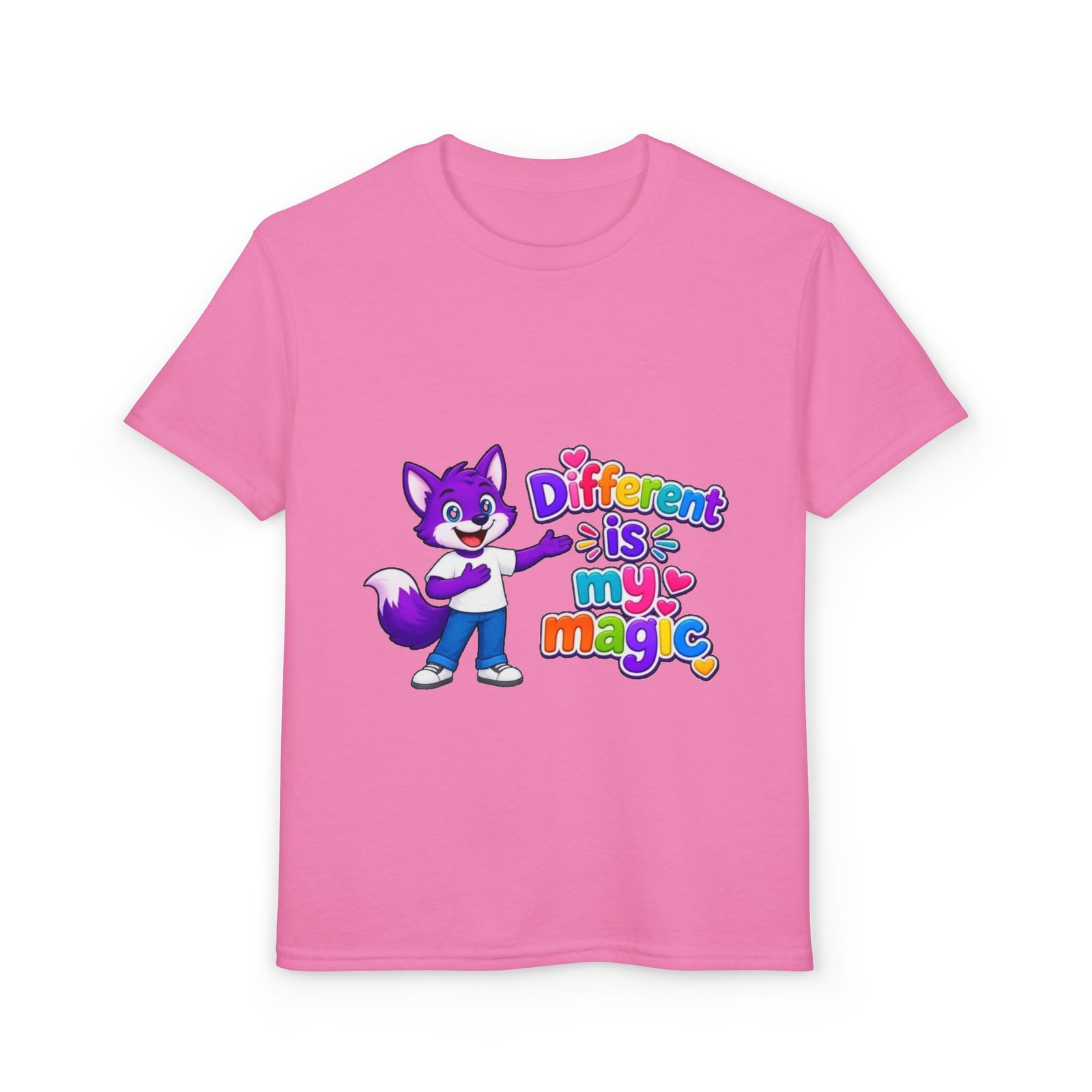 Youth DryBlend® T-Shirt — "Different Is My Magic" Cute Purple Fox - Image 53