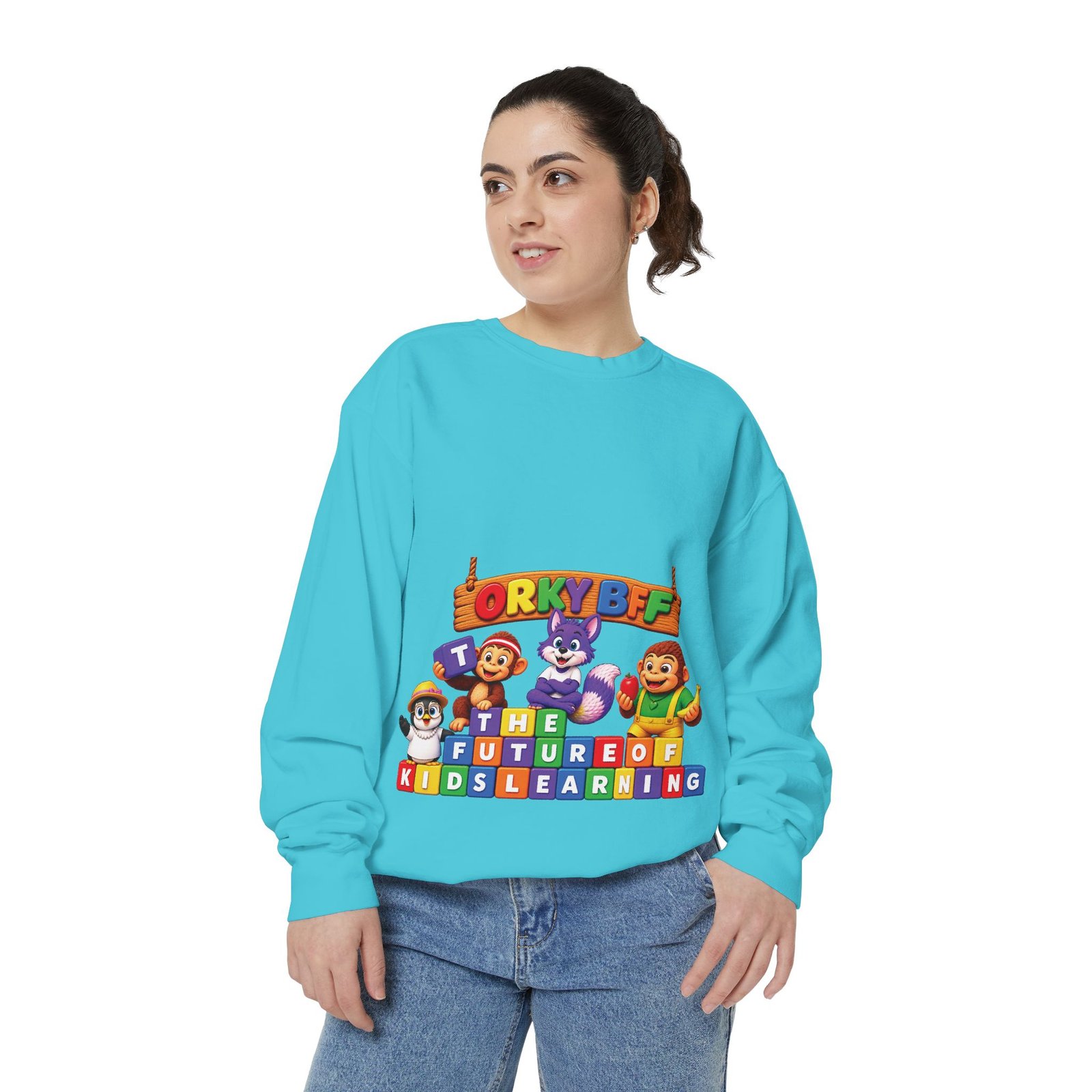 Kids Learning Crewneck Sweatshirt — 'StoryBFF: The Future of Kids Learning' Graphic - Image 53