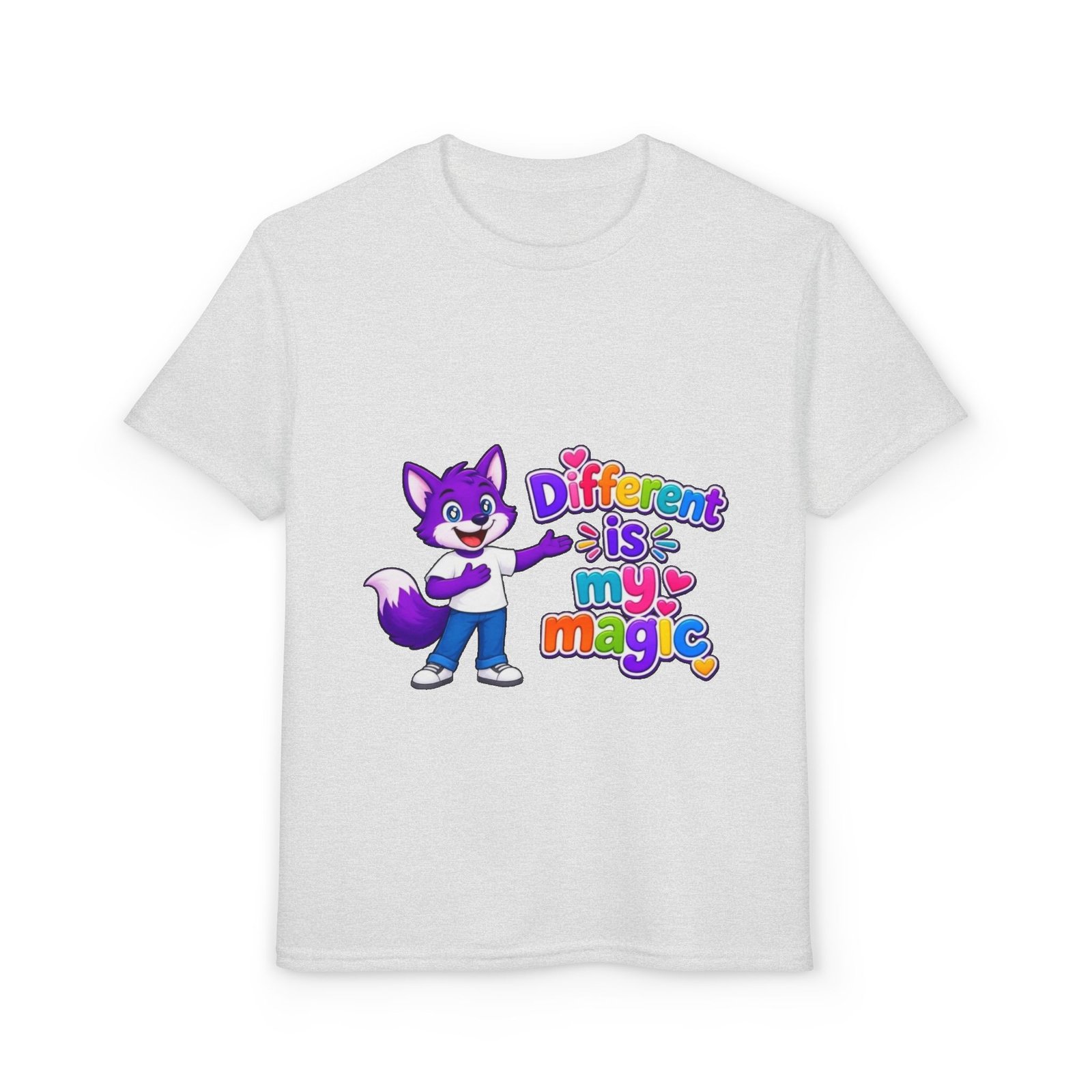 Youth DryBlend® T-Shirt — "Different Is My Magic" Cute Purple Fox - Image 5
