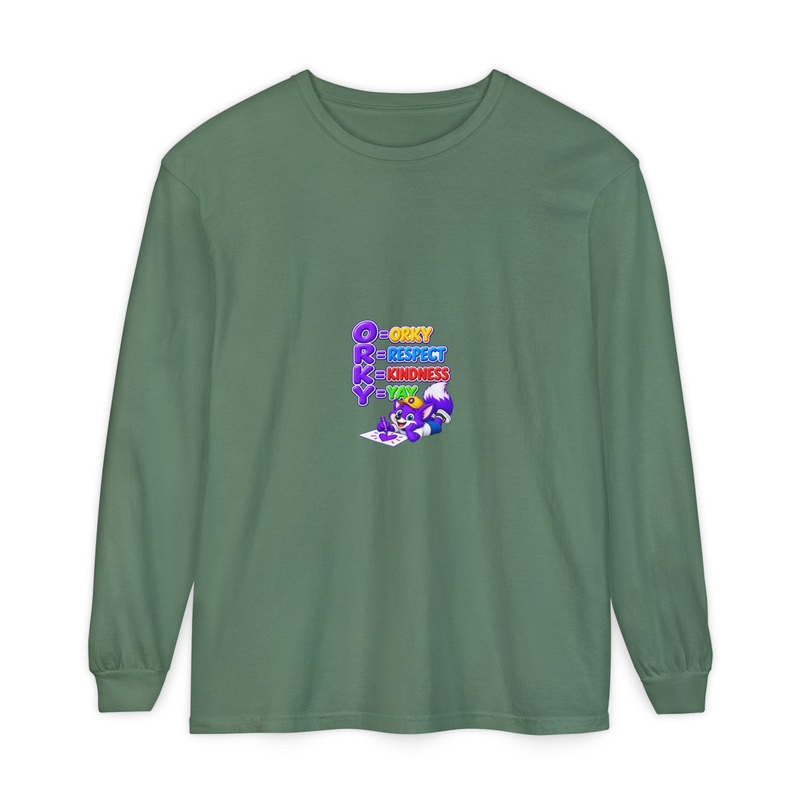 Long Sleeve T-Shirt – "Orky Respect Kindness Yay " - Image 33