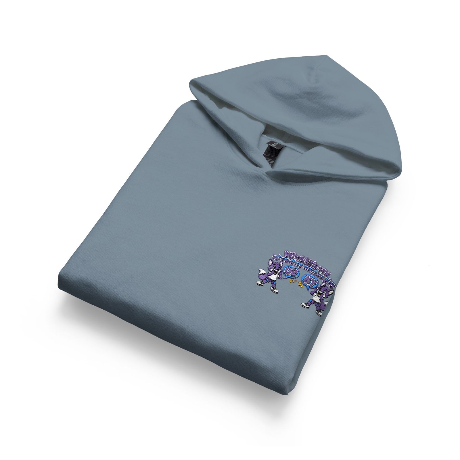 Softstyle Youth Midweight Hooded Sweatshirt— what kids say orky the purple fox - Image 39