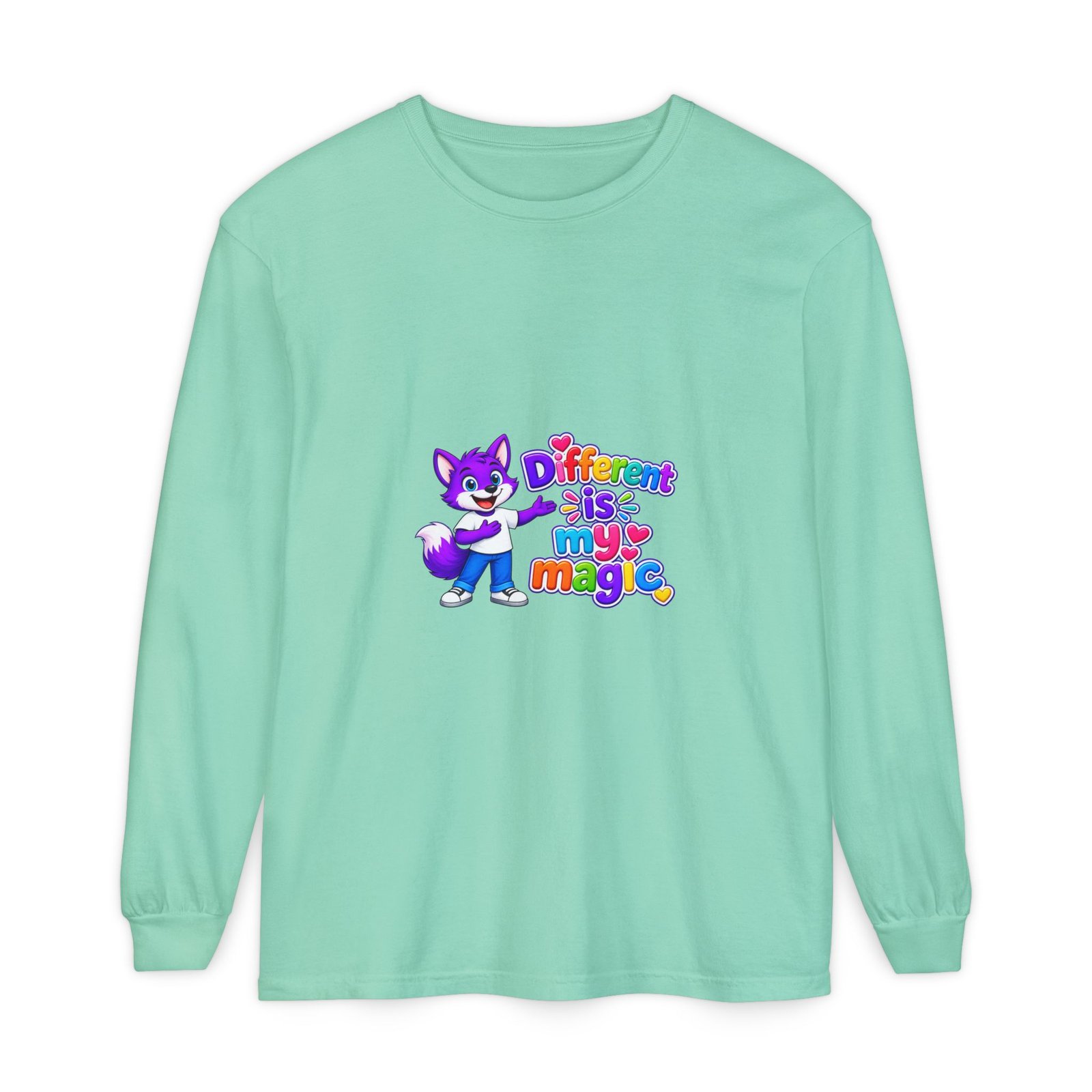 Unisex Garment-dyed Long Sleeve T-Shirt __ Different is my magic - Image 25