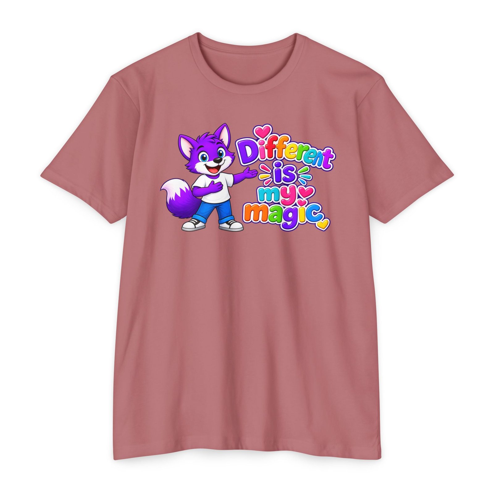 Unisex CVC Jersey T-shirt— "Different Is My Magic" Cute Purple Fox - Image 41