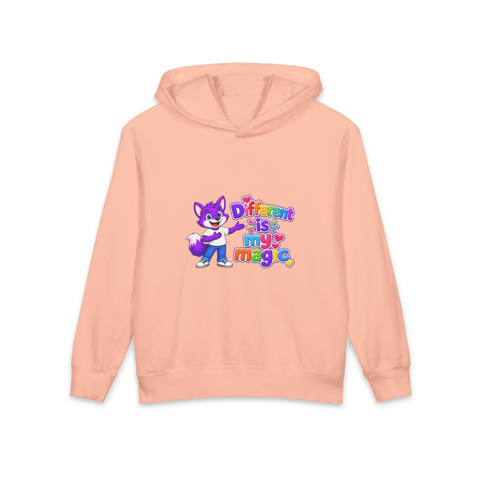 Lightweight Youth Hooded Sweatshirt— "Different Is My Magic" - Image 3