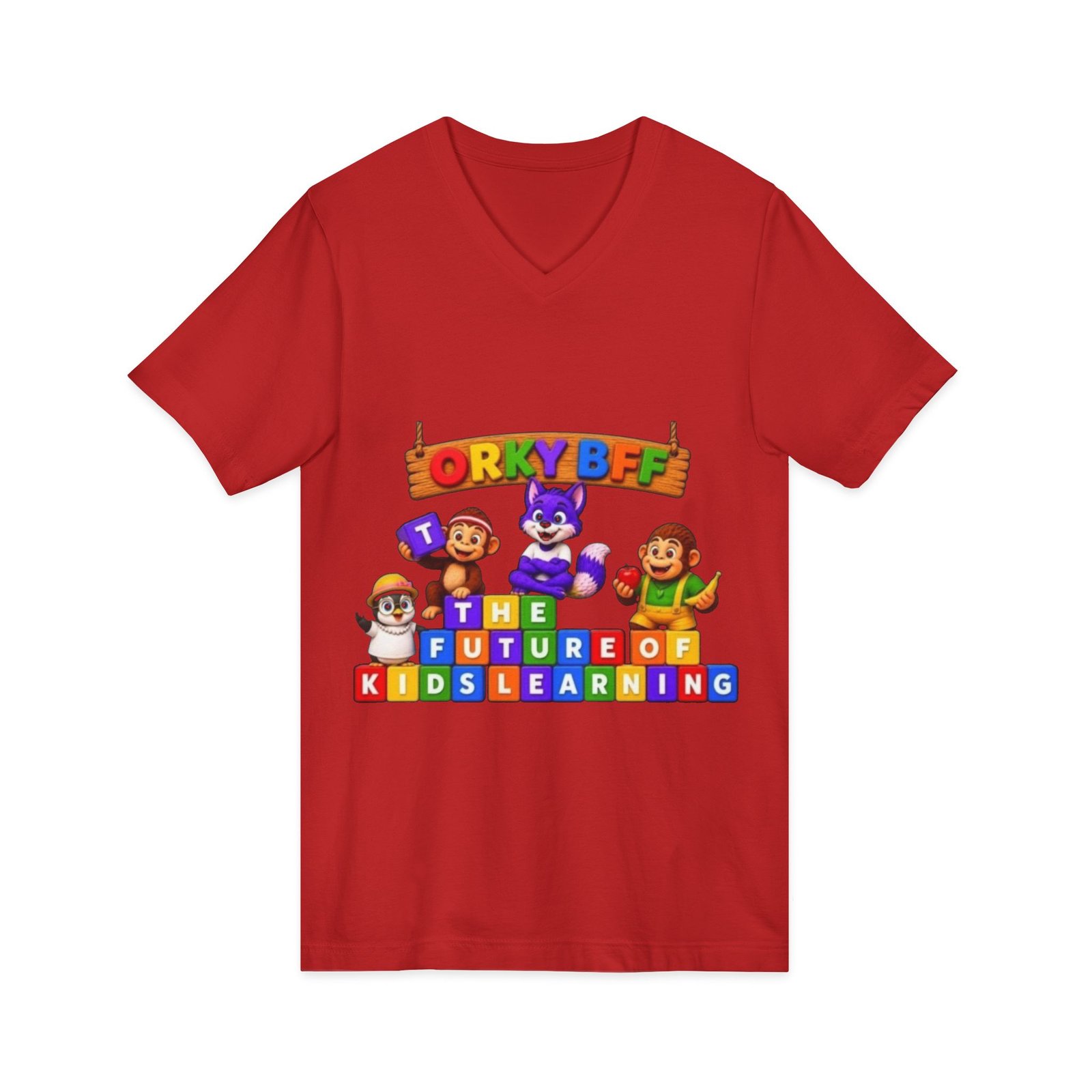 Unisex Jersey Short Sleeve V-Neck Tee— "ORKY BFF: The Future of Kids Learning" - Image 47
