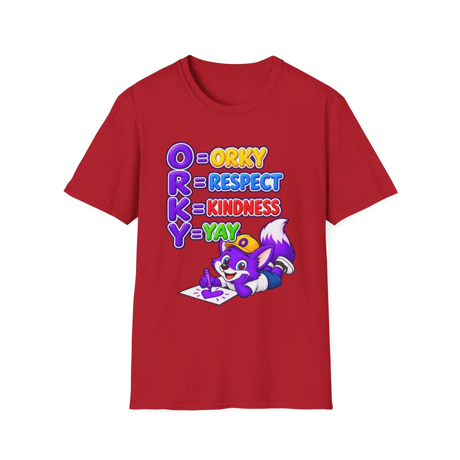 Unisex Softstyle T-Shirt — Orky Respect Kindness Kids Yay - Image 58