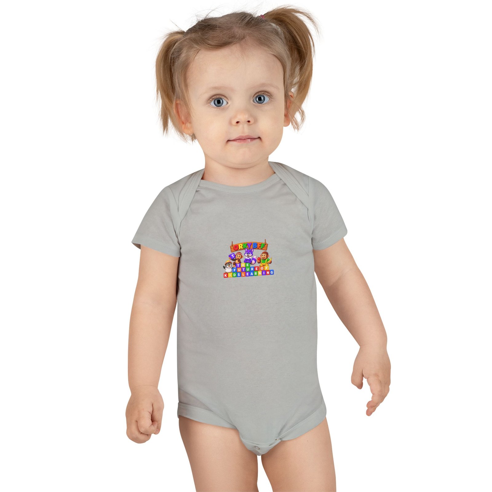 Baby Short Sleeve Onesie® - "Orky Bff Kids Learning" - Image 8
