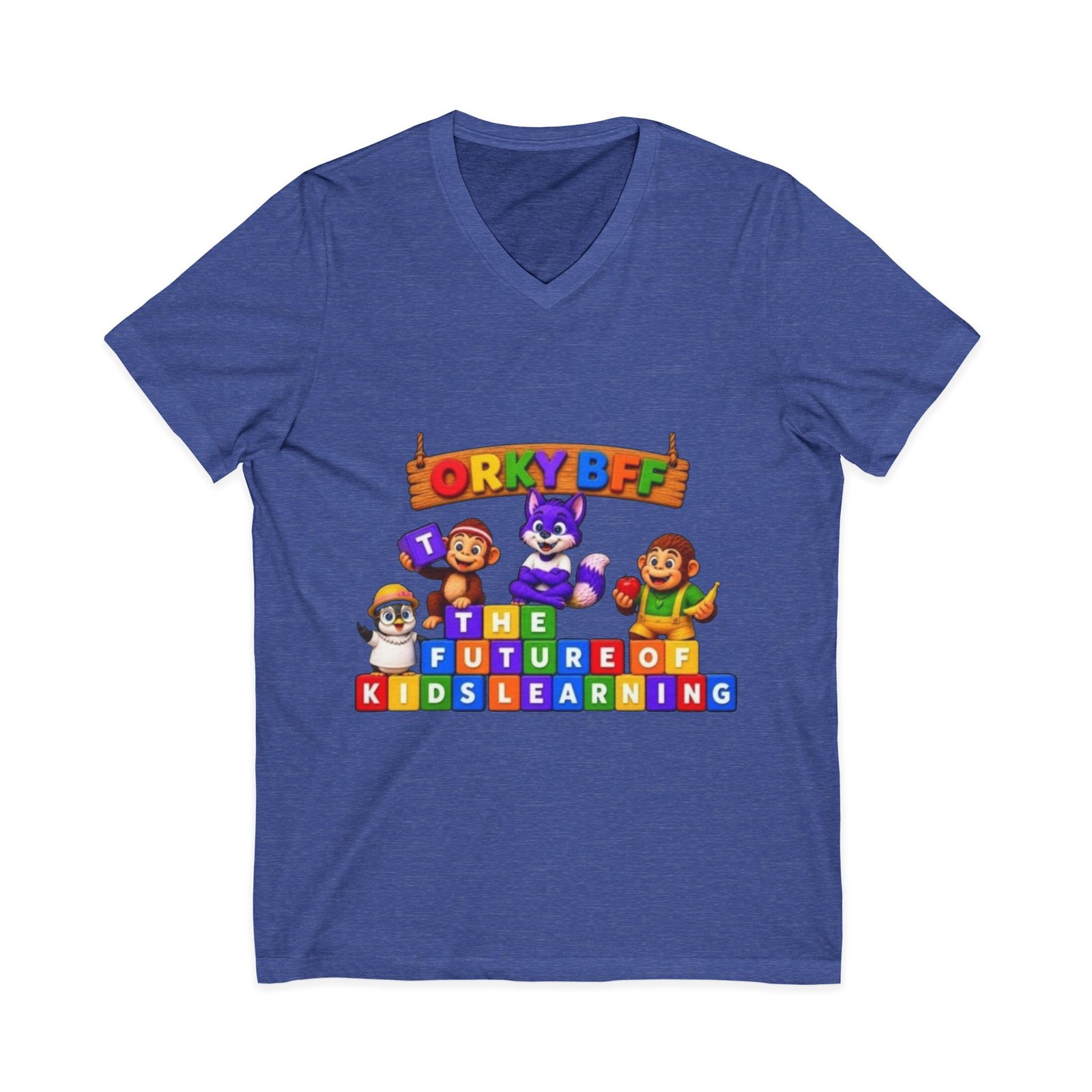 Unisex Jersey Short Sleeve V-Neck Tee— "ORKY BFF: The Future of Kids Learning" - Image 25