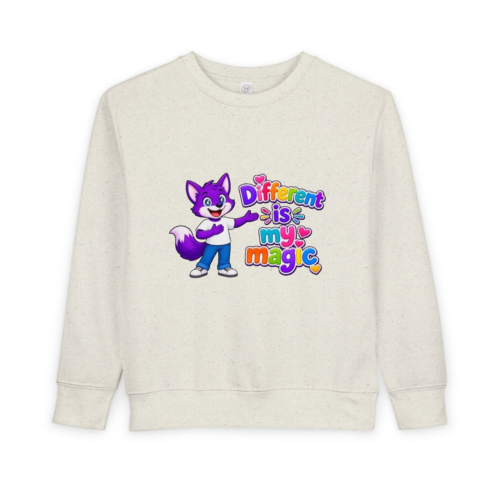 Toddler Sweatshirt — "Different is My Magic" Cute Fox - Image 2