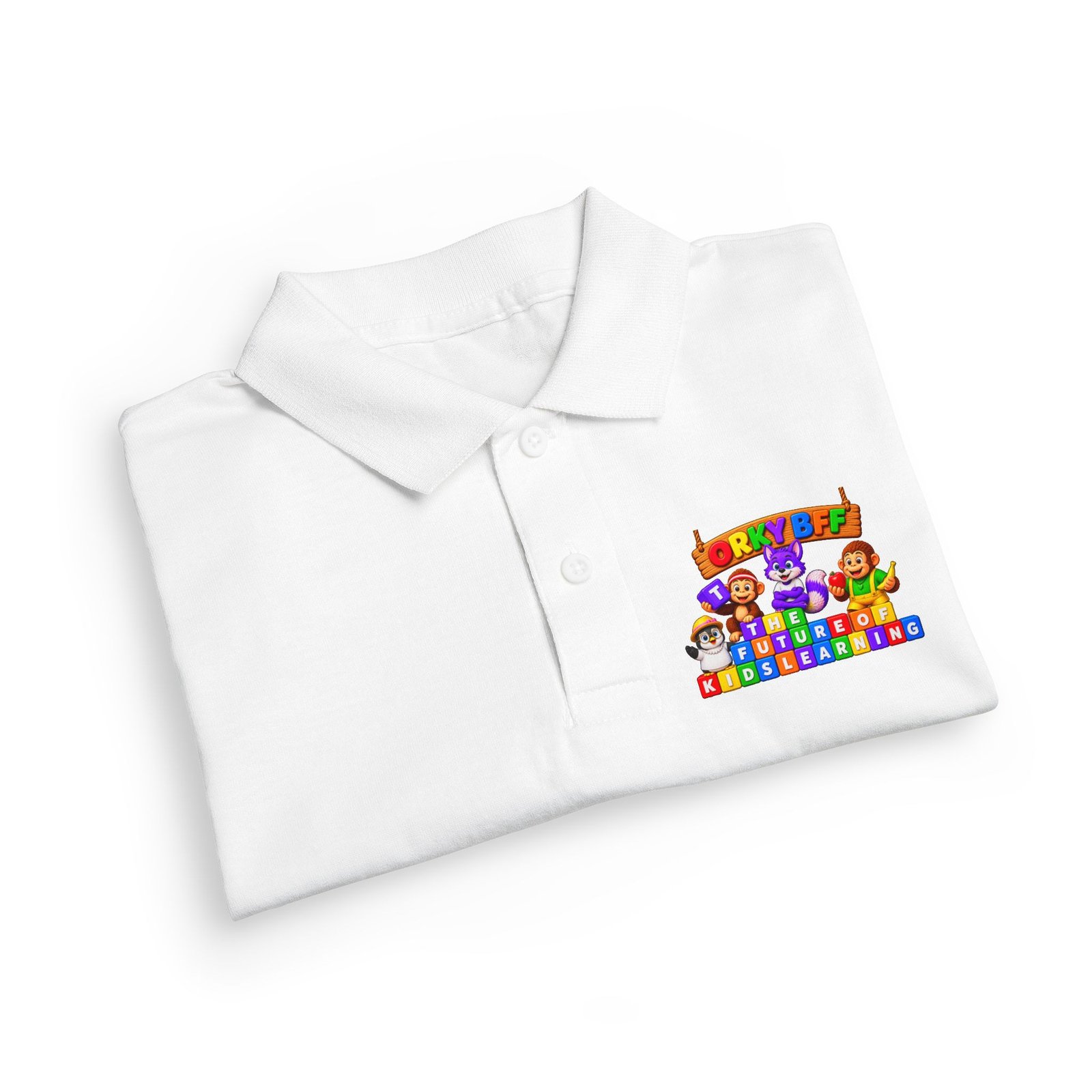 DryBlend® Youth Jersey Polo — Orky BFF kids learning - Image 3