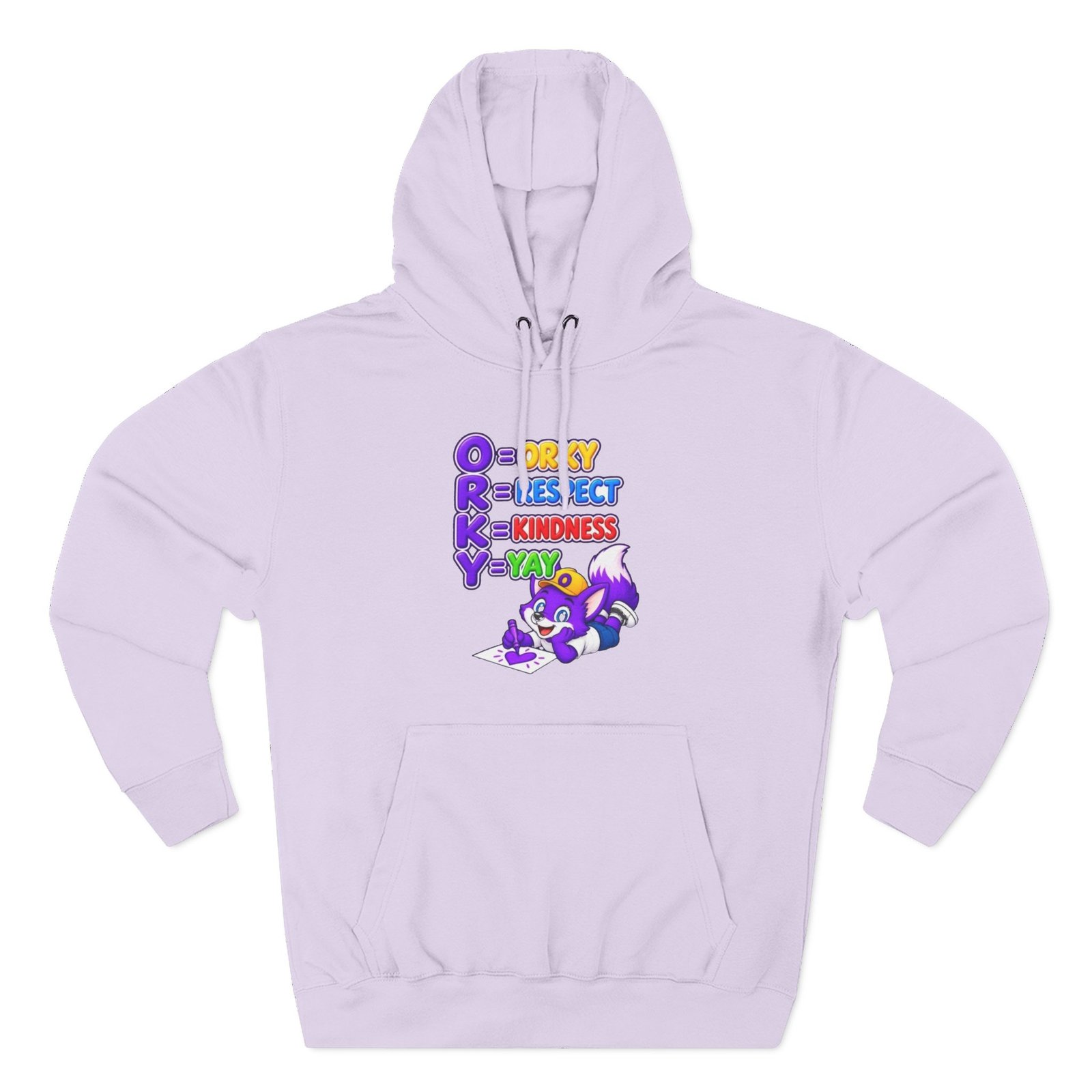 Three-Panel Fleece Hoodie __ Orky Respect Kindness Yay - Image 49