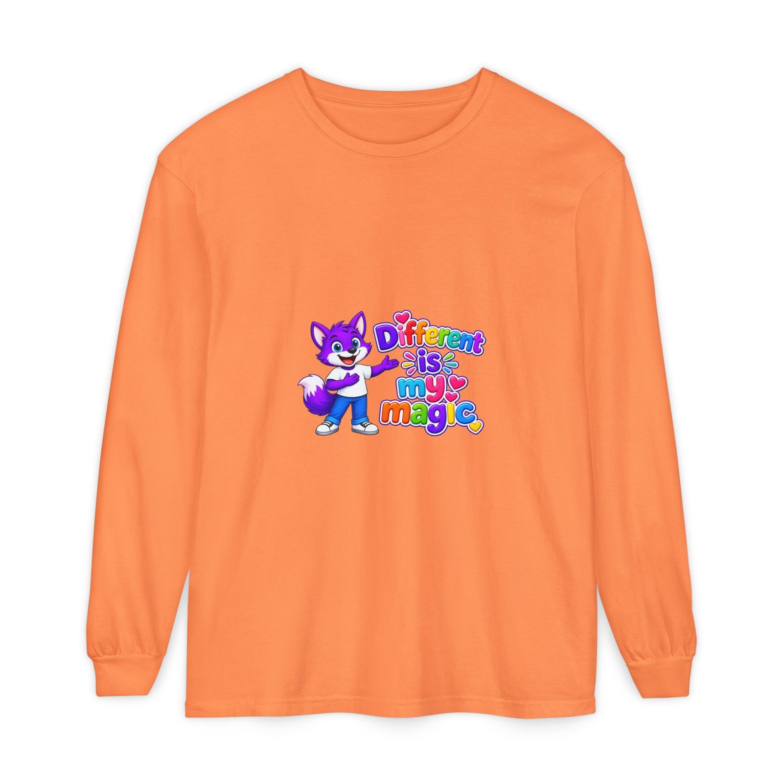 Unisex Garment-dyed Long Sleeve T-Shirt __ Different is my magic - Image 5