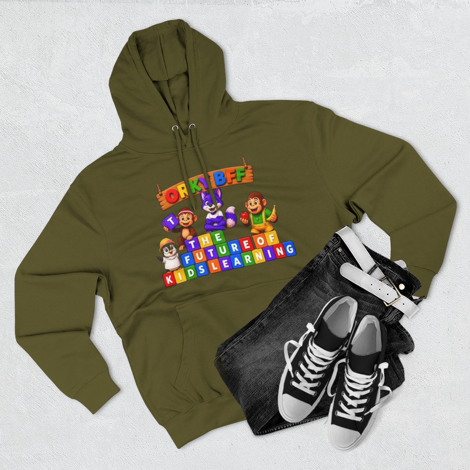 Three-Panel Fleece Hoodie__ 'Orky Bff The Future Of Kids Learning' - Image 31