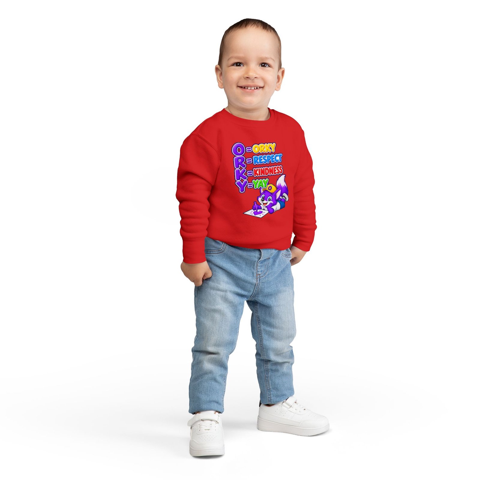 Toddler Sweatshirt — "ORKY Kindness Yay" Cute Fox - Image 32