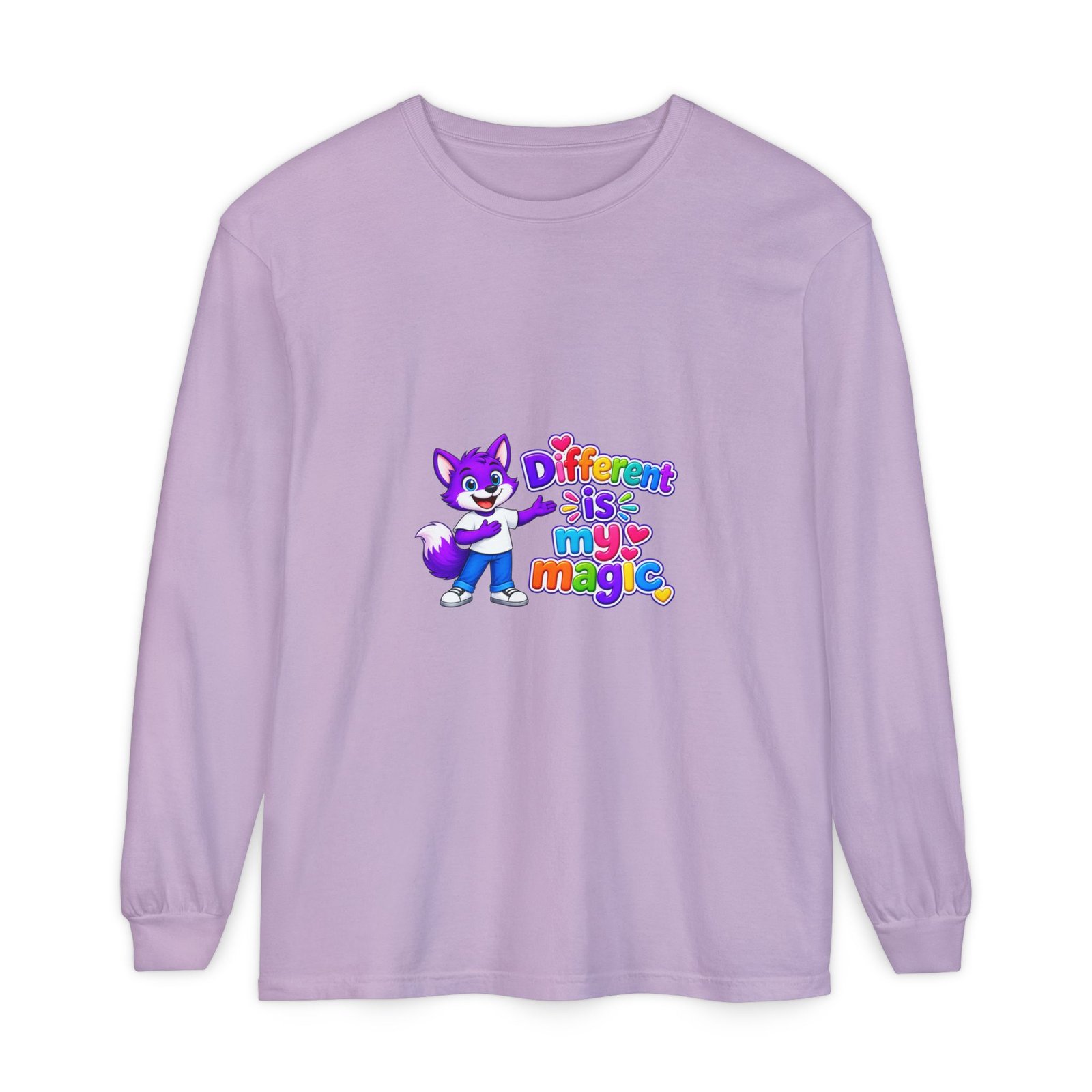 Unisex Garment-dyed Long Sleeve T-Shirt __ Different is my magic - Image 57