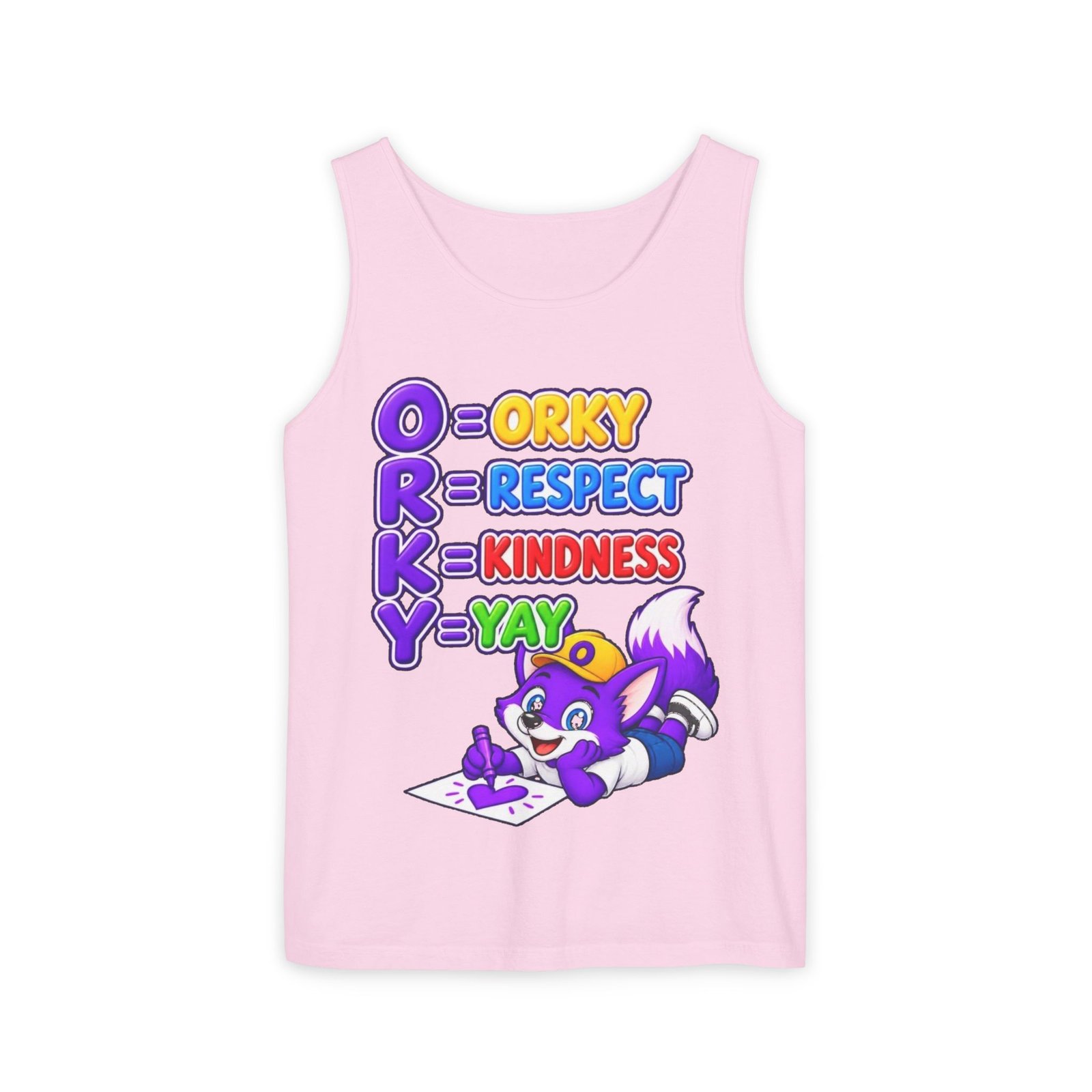 Unisex Garment-Dyed Tank Top — "ORKY: Respect, Kindness, Yay" - Image 61