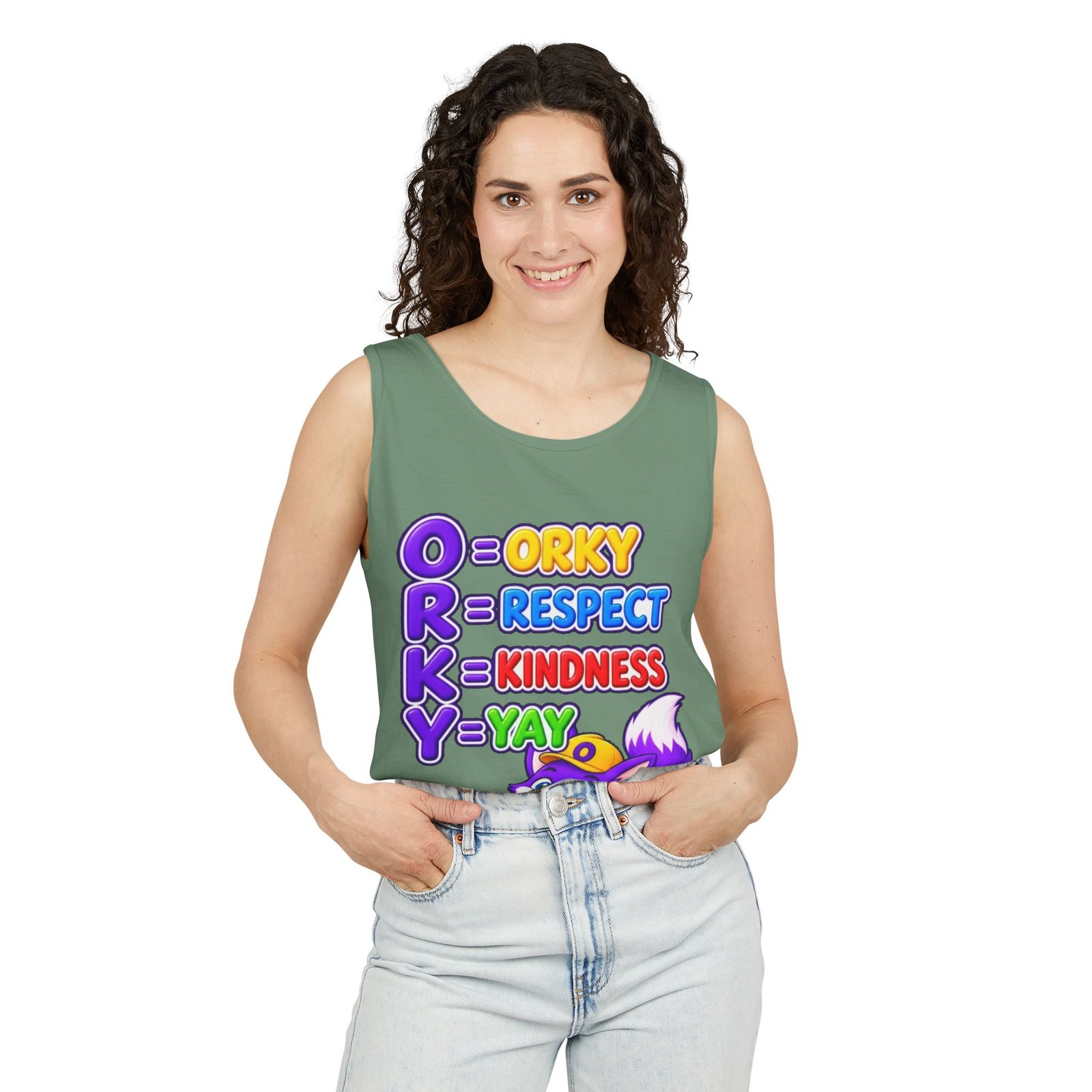 Unisex Garment-Dyed Tank Top — "ORKY: Respect, Kindness, Yay" - Image 33