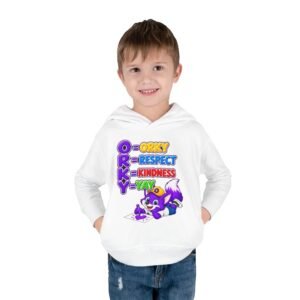 Toddler Pullover Fleece Hoodie — "ORKY: Orky Respect Kindness Yay"