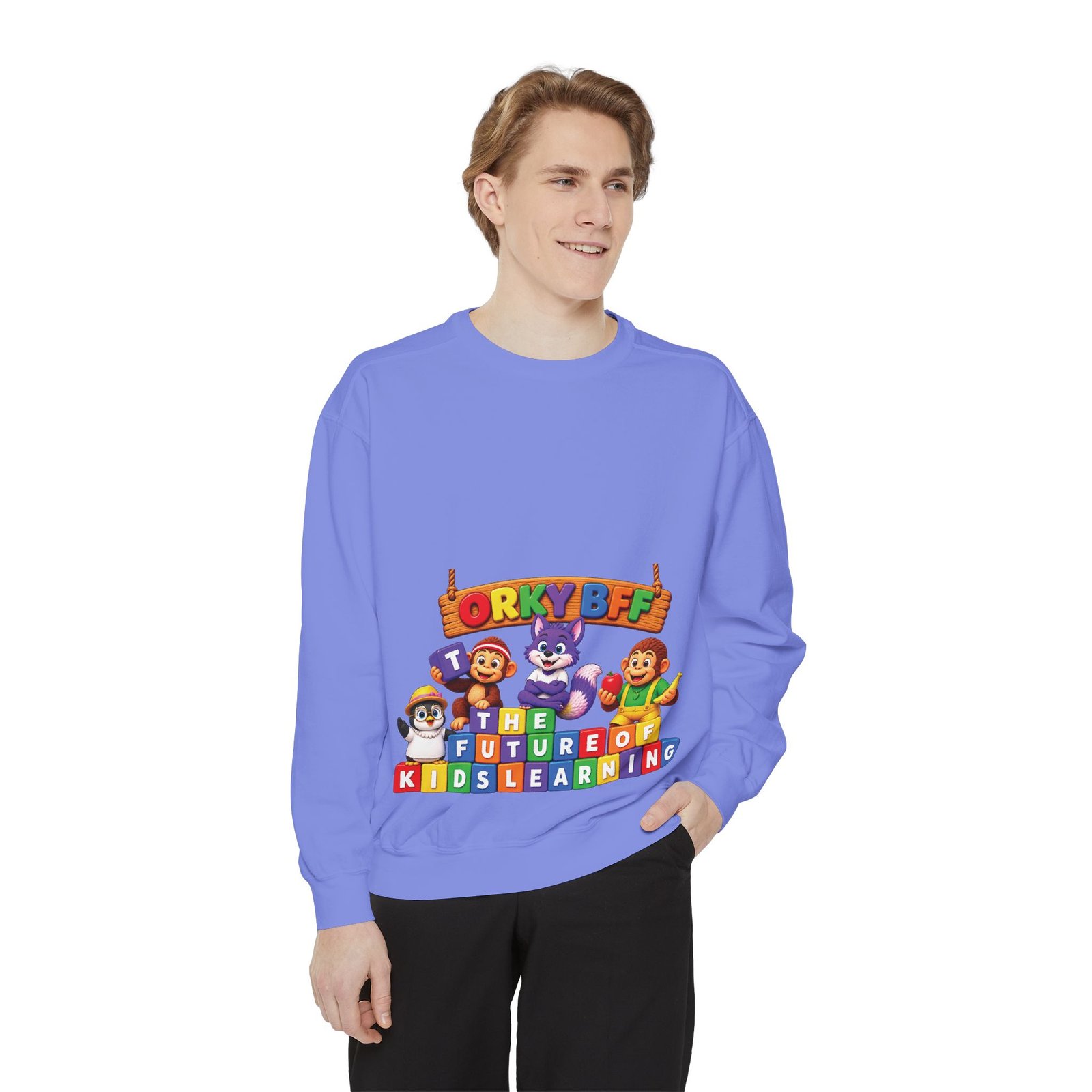 Kids Learning Crewneck Sweatshirt — 'StoryBFF: The Future of Kids Learning' Graphic - Image 63