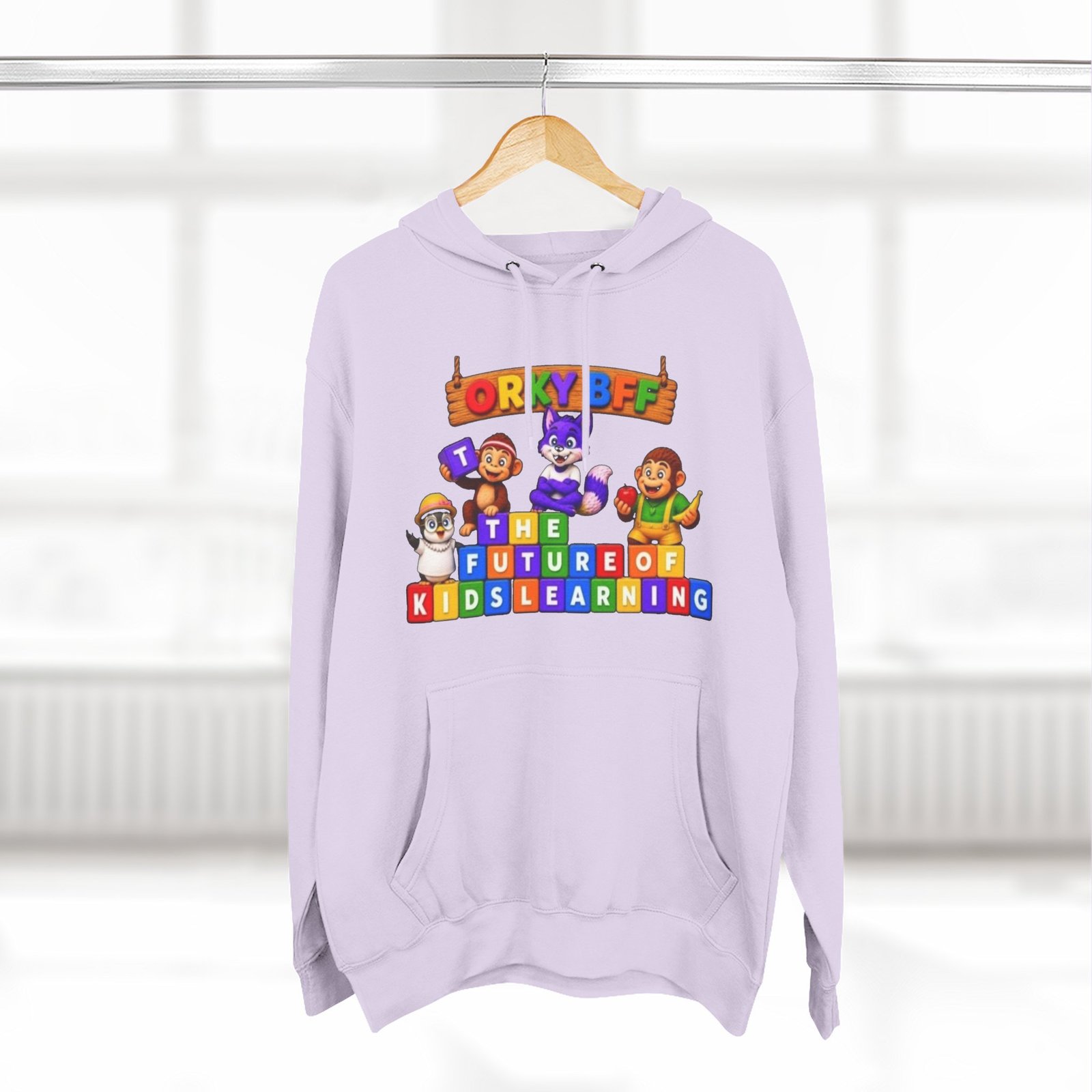 Three-Panel Fleece Hoodie__ 'Orky Bff The Future Of Kids Learning' - Image 52