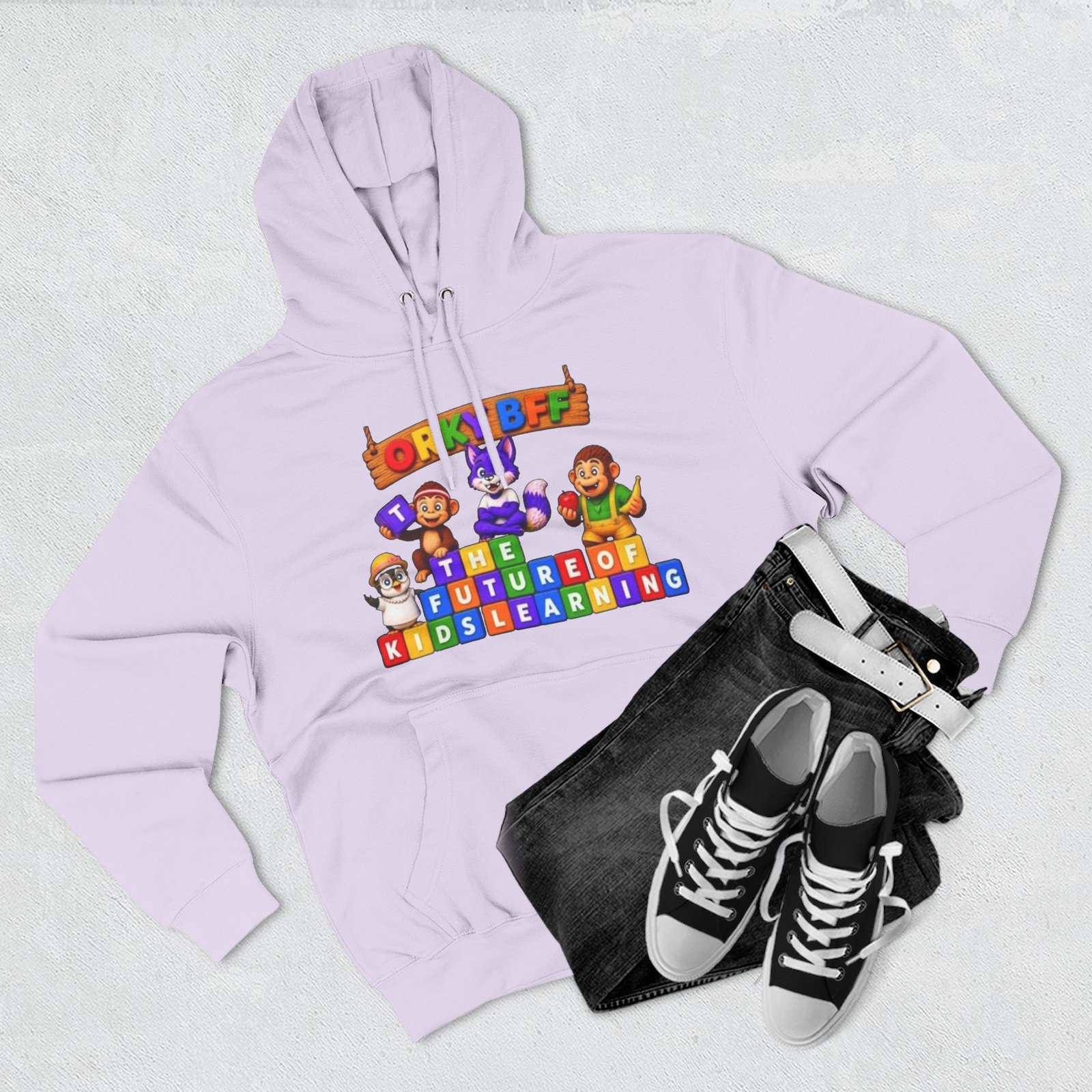 Three-Panel Fleece Hoodie__ 'Orky Bff The Future Of Kids Learning' - Image 51