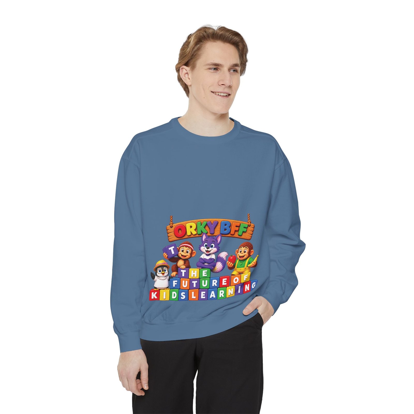 Kids Learning Crewneck Sweatshirt — 'StoryBFF: The Future of Kids Learning' Graphic - Image 69