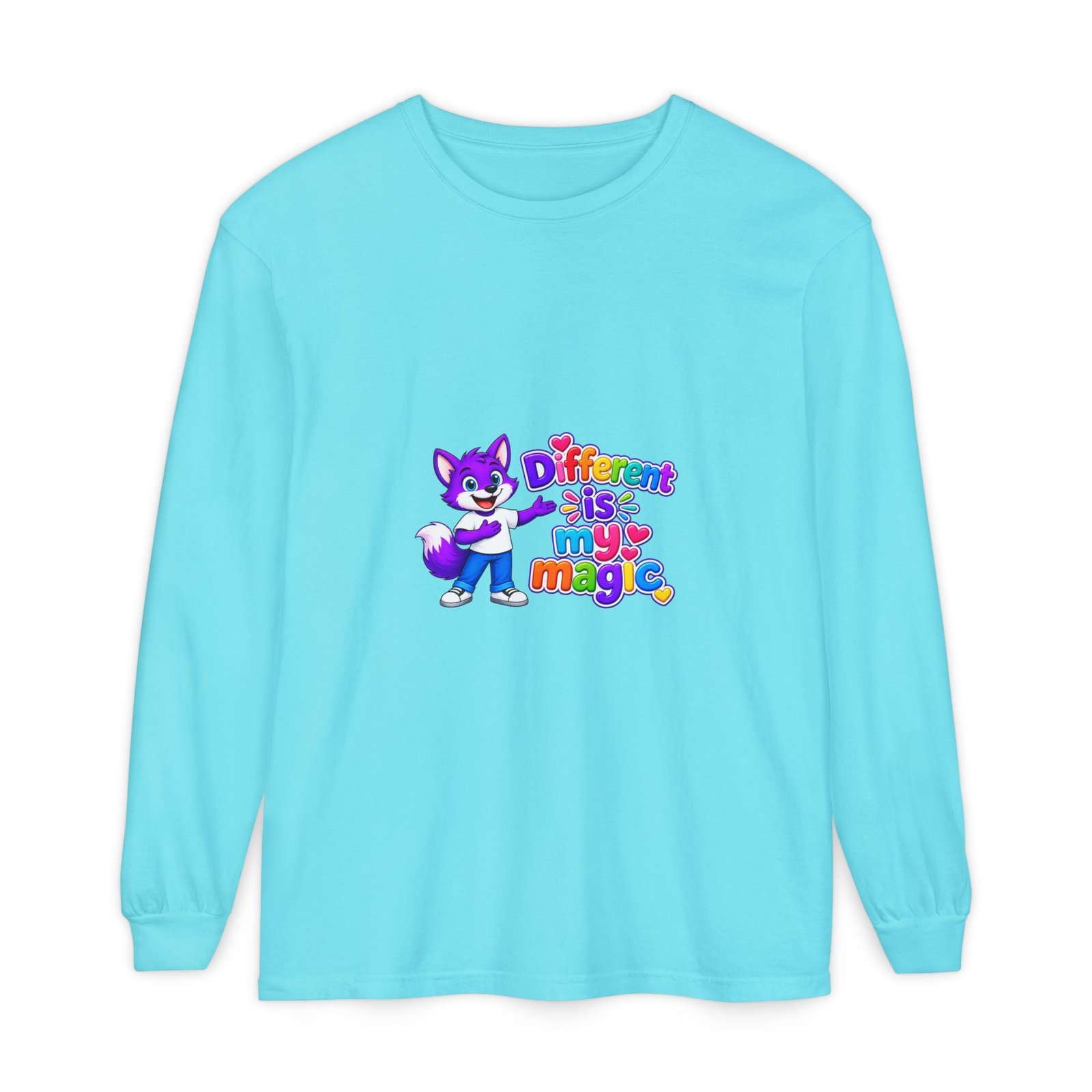 Unisex Garment-dyed Long Sleeve T-Shirt __ Different is my magic - Image 37
