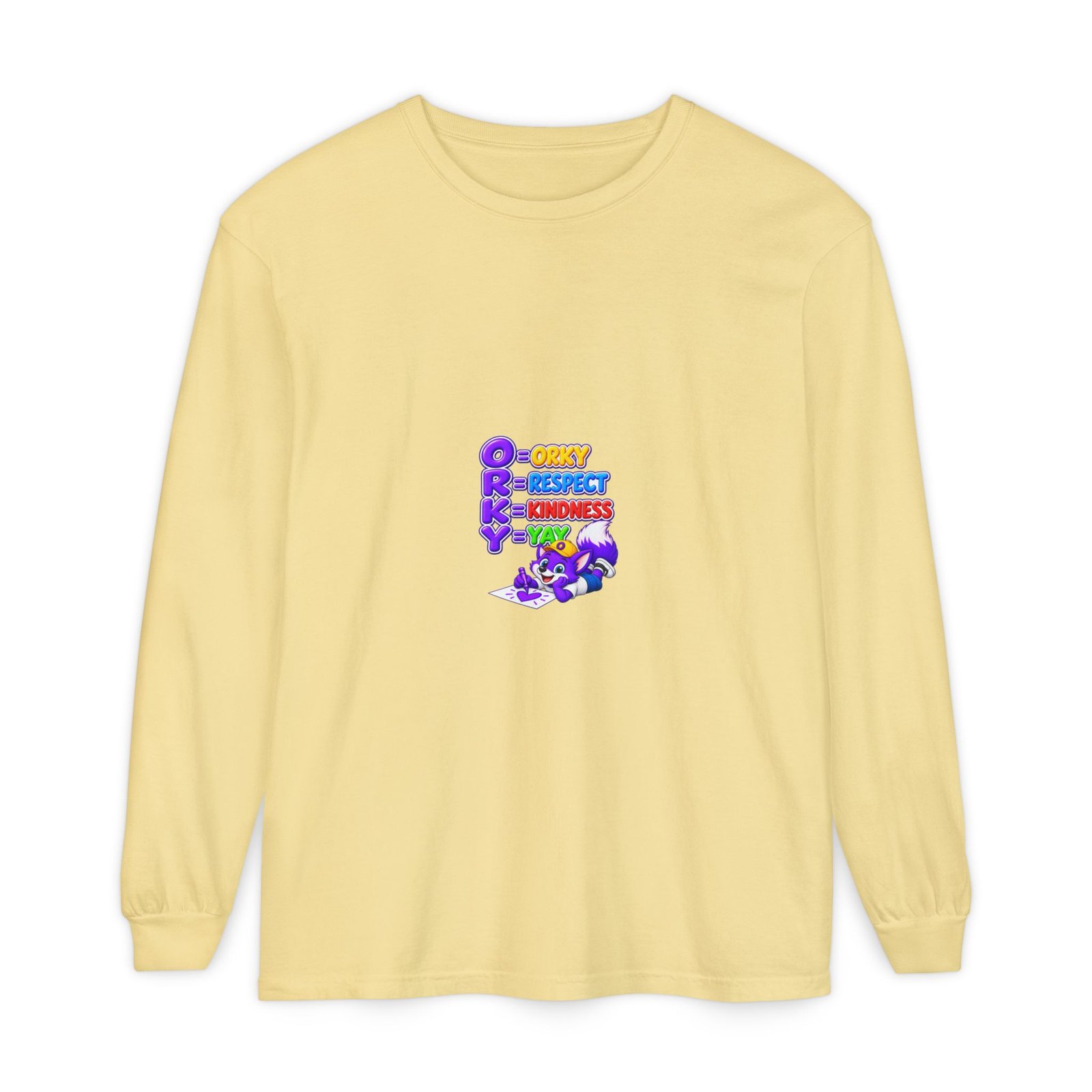 Long Sleeve T-Shirt – "Orky Respect Kindness Yay " - Image 21
