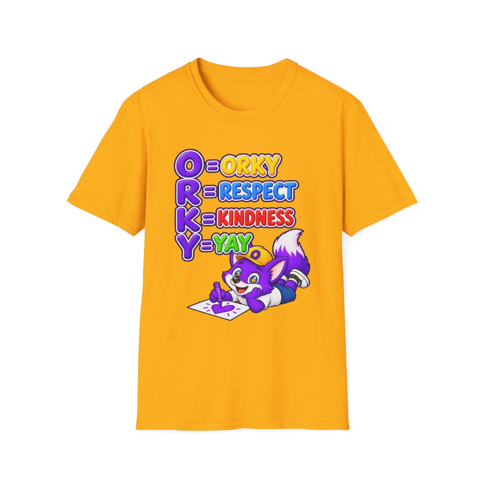 Unisex Softstyle T-Shirt — Orky Respect Kindness Kids Yay - Image 18