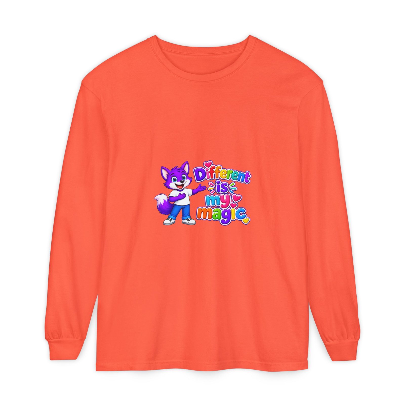 Unisex Garment-dyed Long Sleeve T-Shirt __ Different is my magic - Image 9