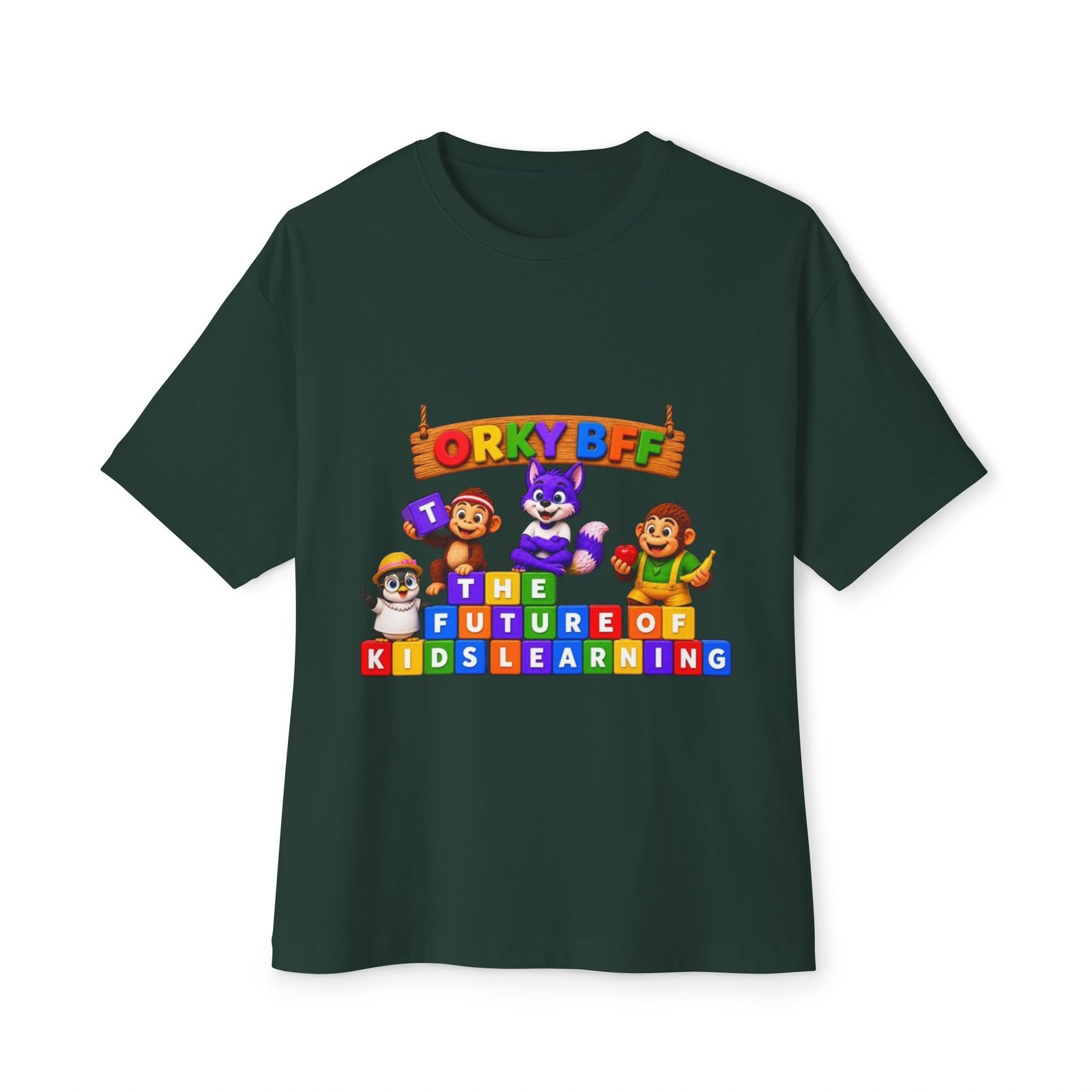 Unisex Oversized Boxy Tee — "The Future of Kids Learning" Cartoon Characters - Image 25
