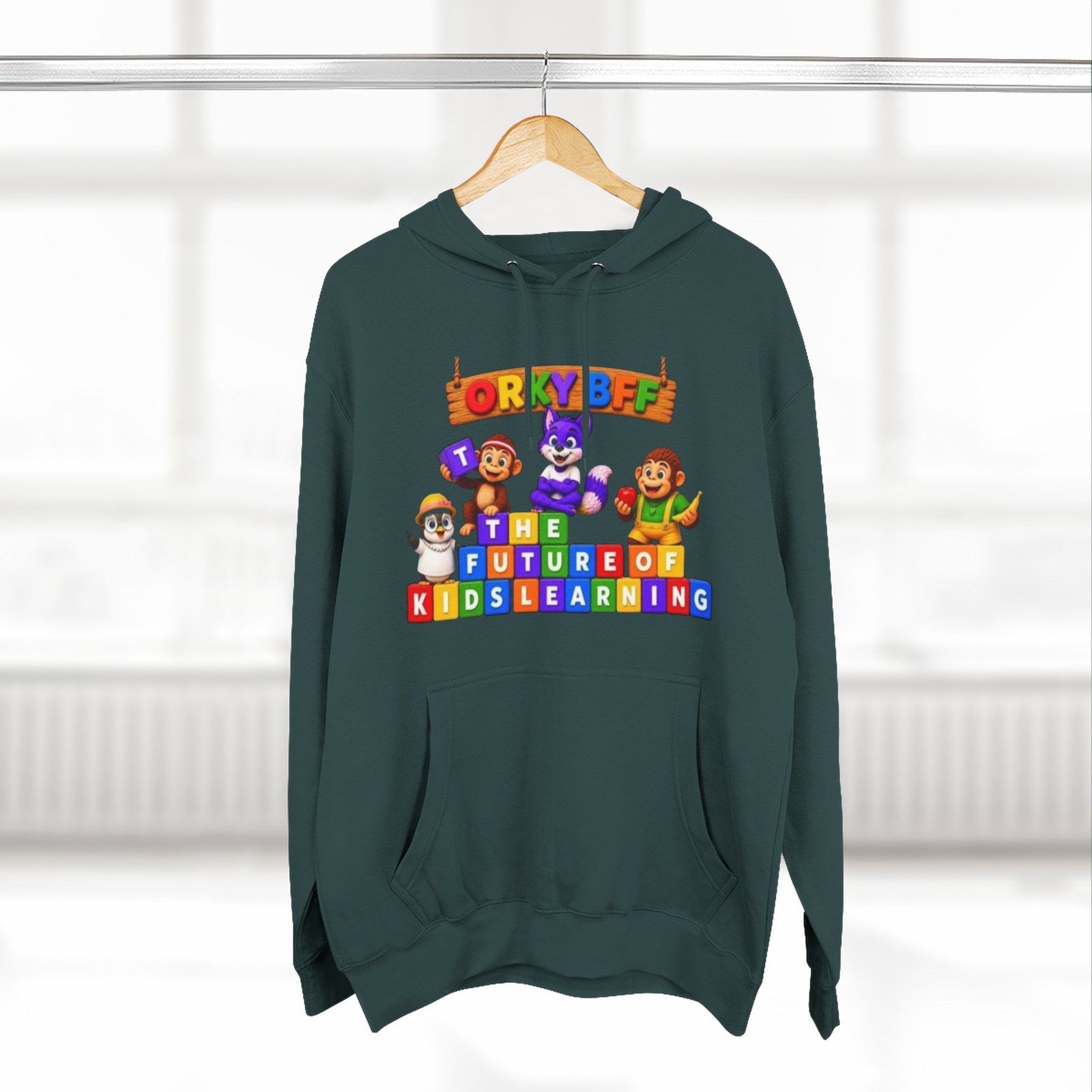 Three-Panel Fleece Hoodie__ 'Orky Bff The Future Of Kids Learning' - Image 40