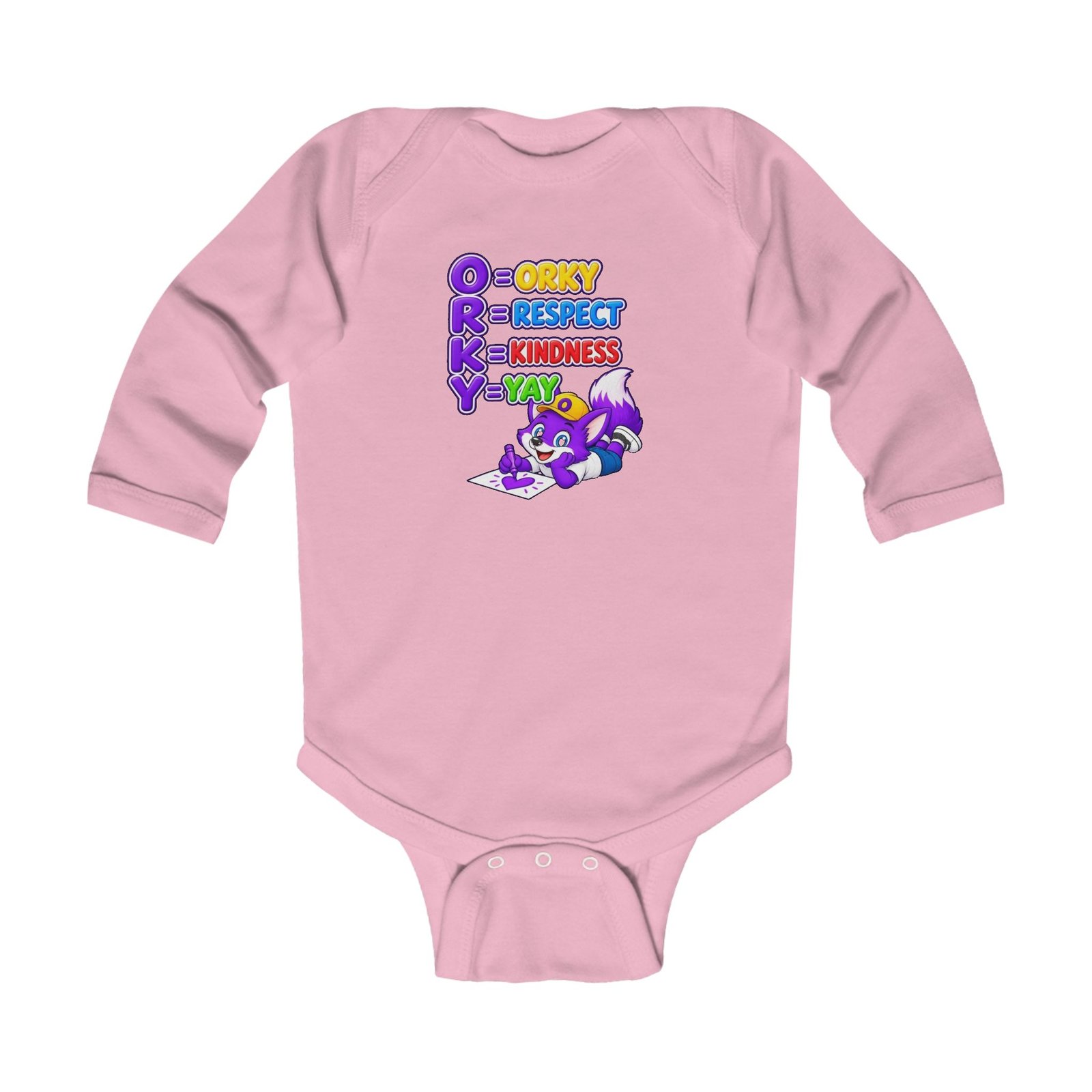Infant Long Sleeve Bodysuit— 'O R K Y' Colorful Kindness & Respect Yay - Image 13