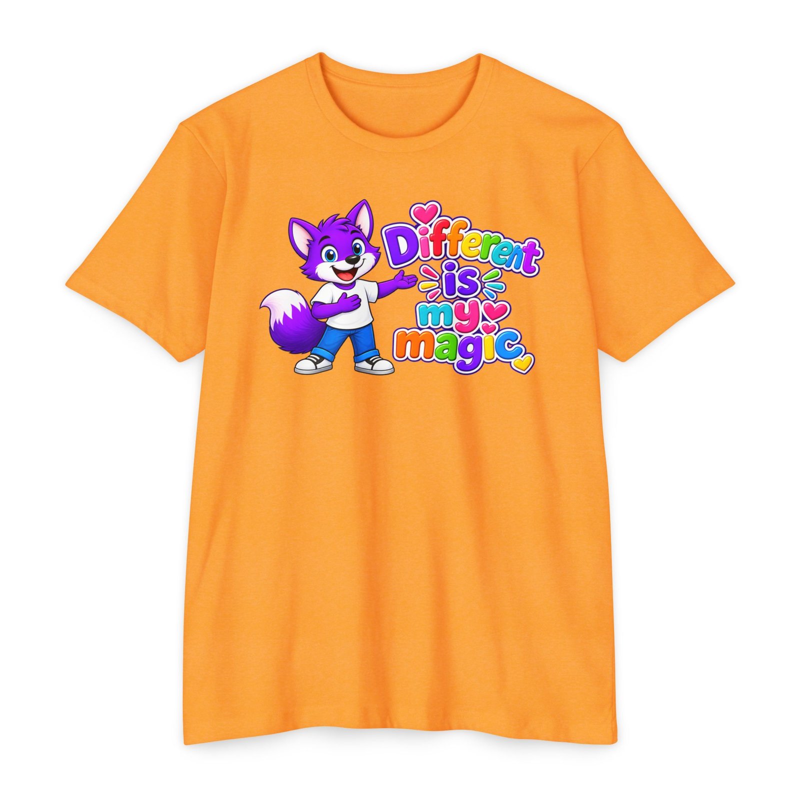 Unisex CVC Jersey T-shirt— "Different Is My Magic" Cute Purple Fox - Image 6