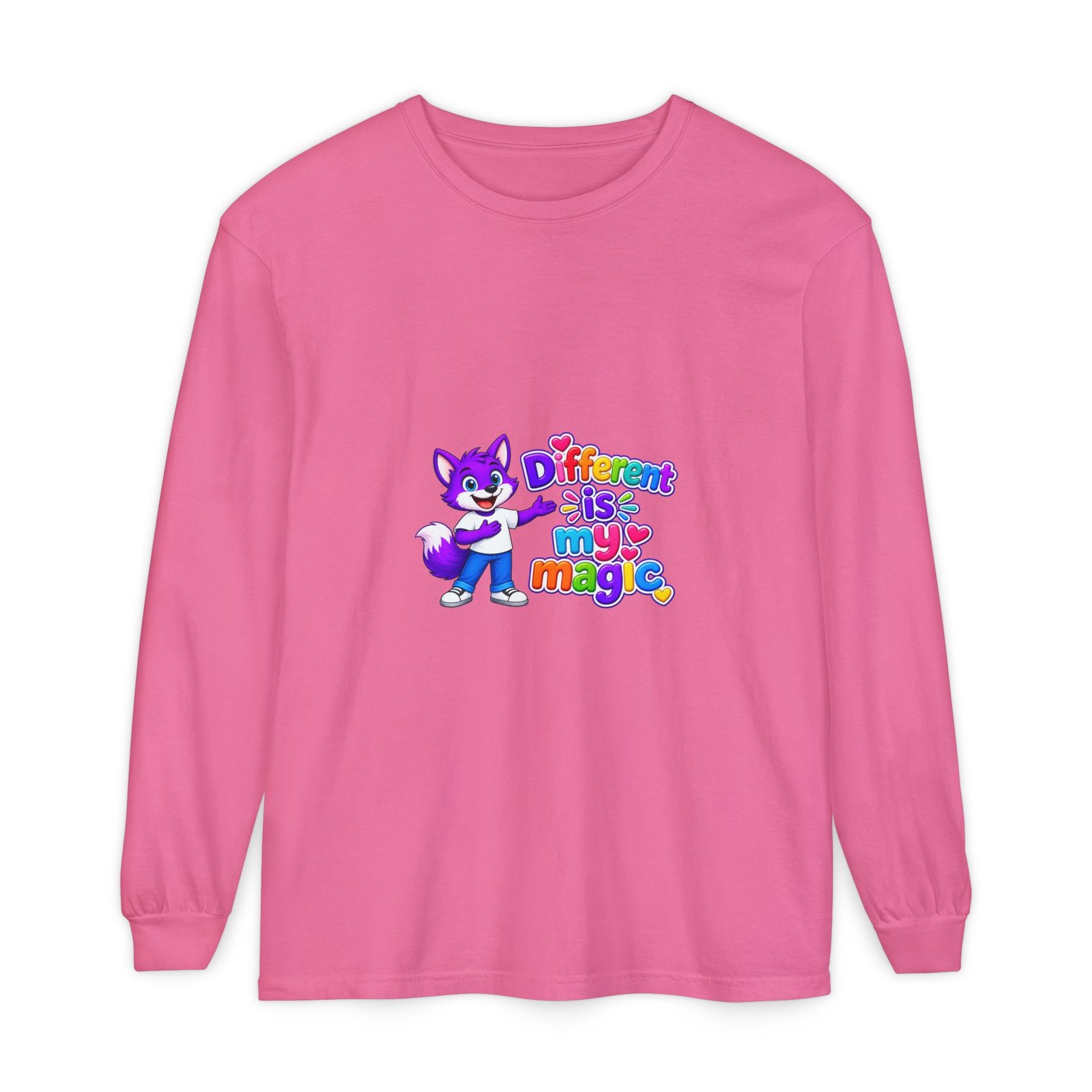 Unisex Garment-dyed Long Sleeve T-Shirt __ Different is my magic - Image 61