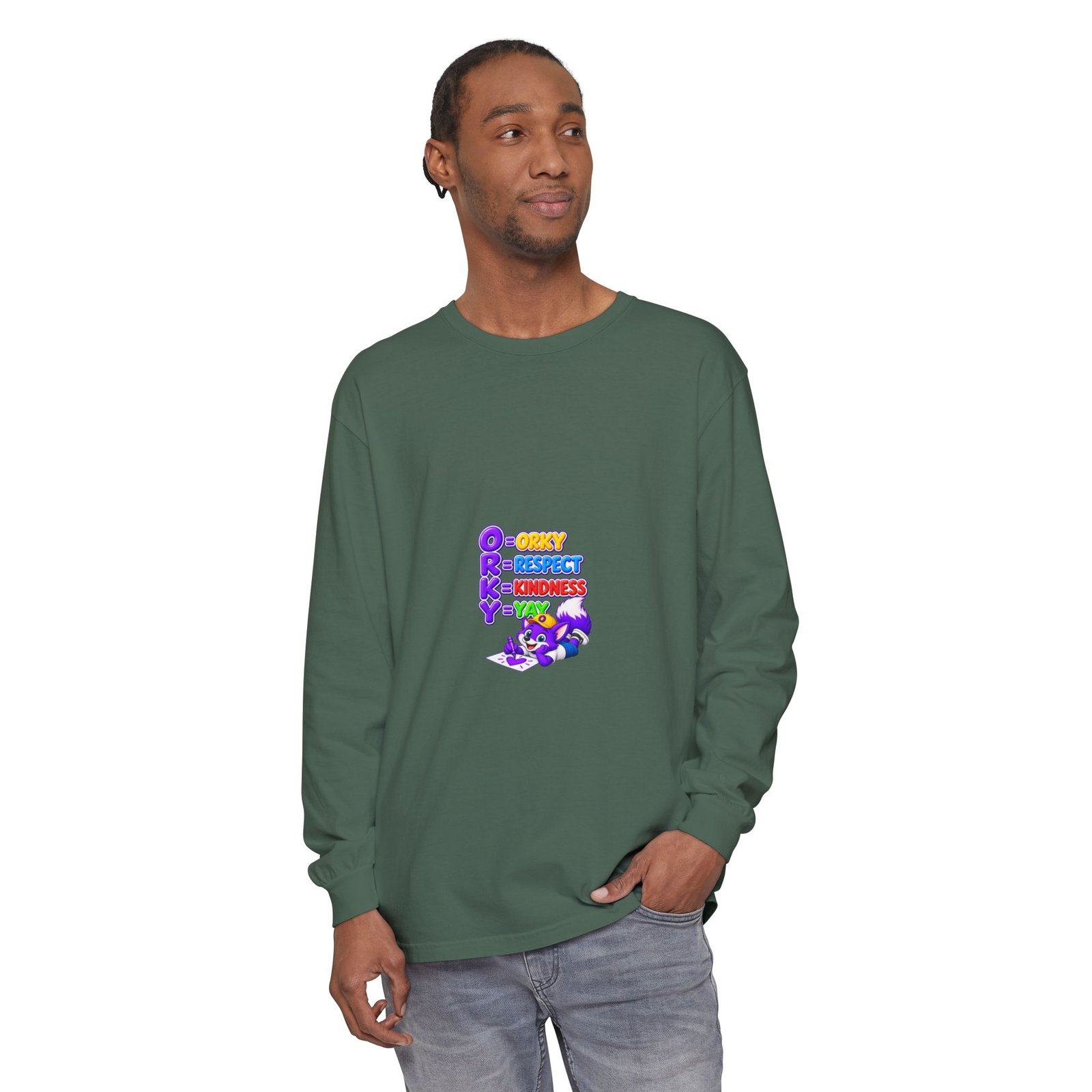 Long Sleeve T-Shirt – "Orky Respect Kindness Yay " - Image 39