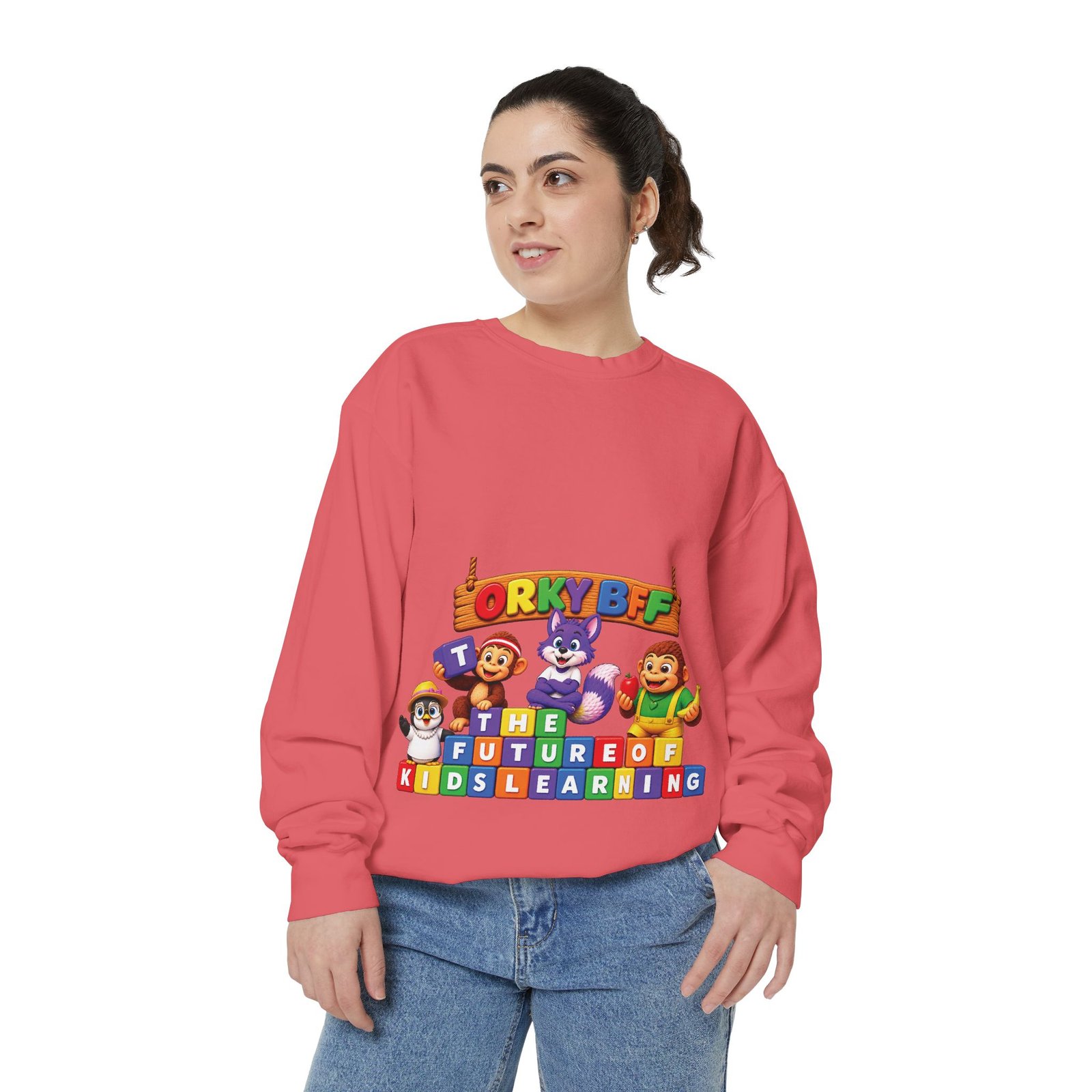 Kids Learning Crewneck Sweatshirt — 'StoryBFF: The Future of Kids Learning' Graphic - Image 101