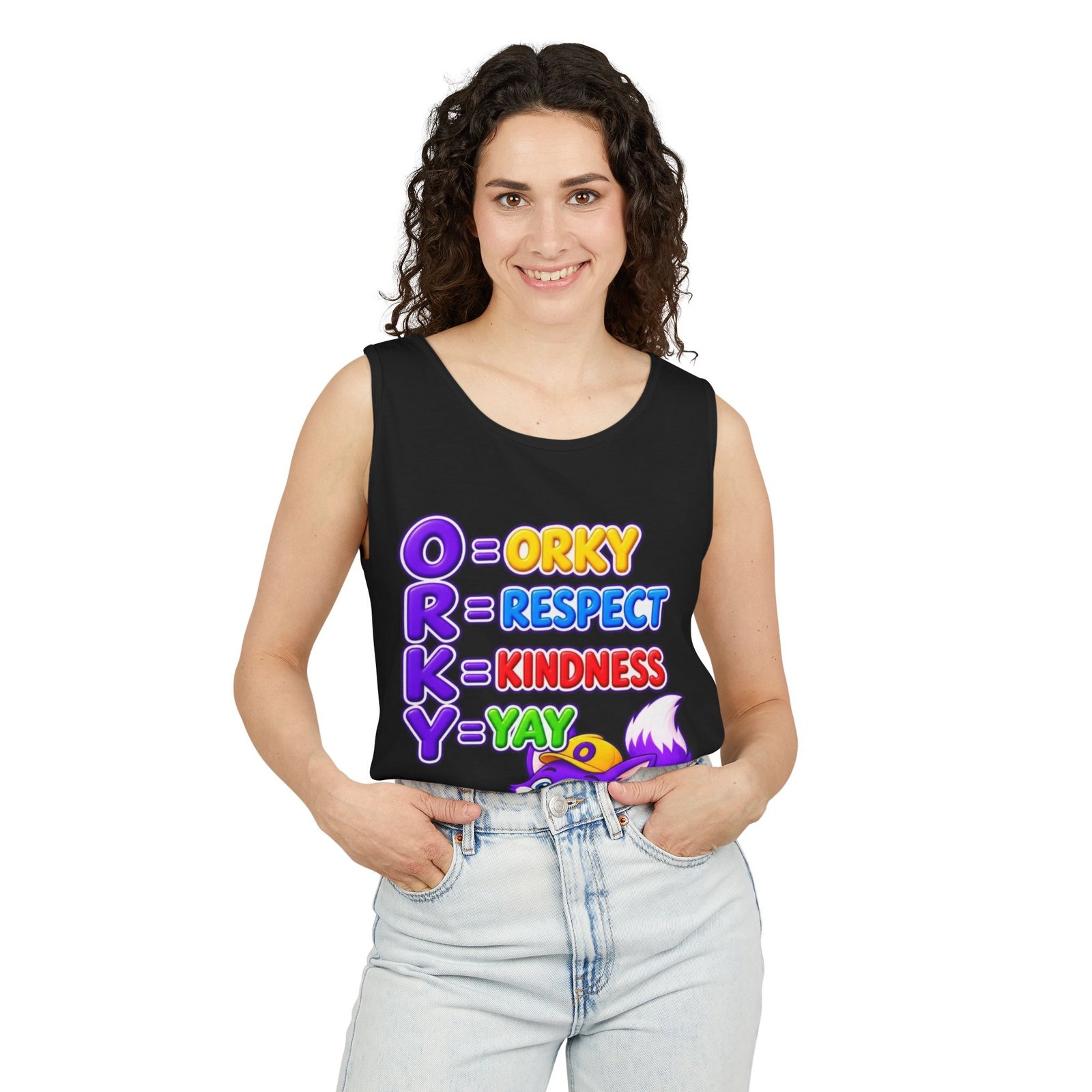 Unisex Garment-Dyed Tank Top — "ORKY: Respect, Kindness, Yay" - Image 48