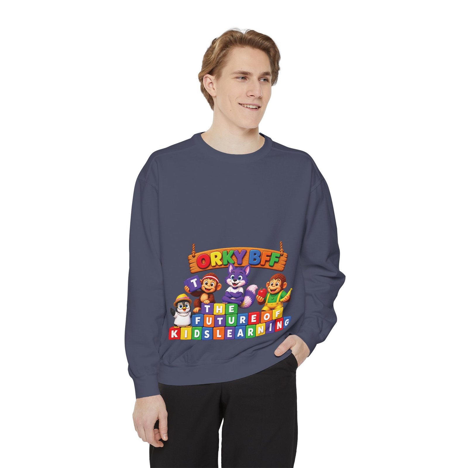 Kids Learning Crewneck Sweatshirt — 'StoryBFF: The Future of Kids Learning' Graphic - Image 75